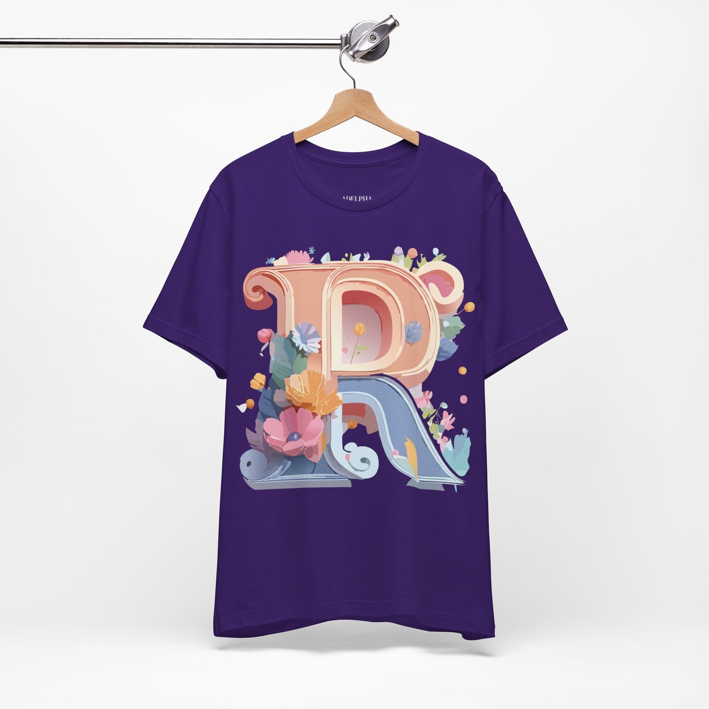 Natural Cotton Tee Shirt - Letters Collection - R Printify