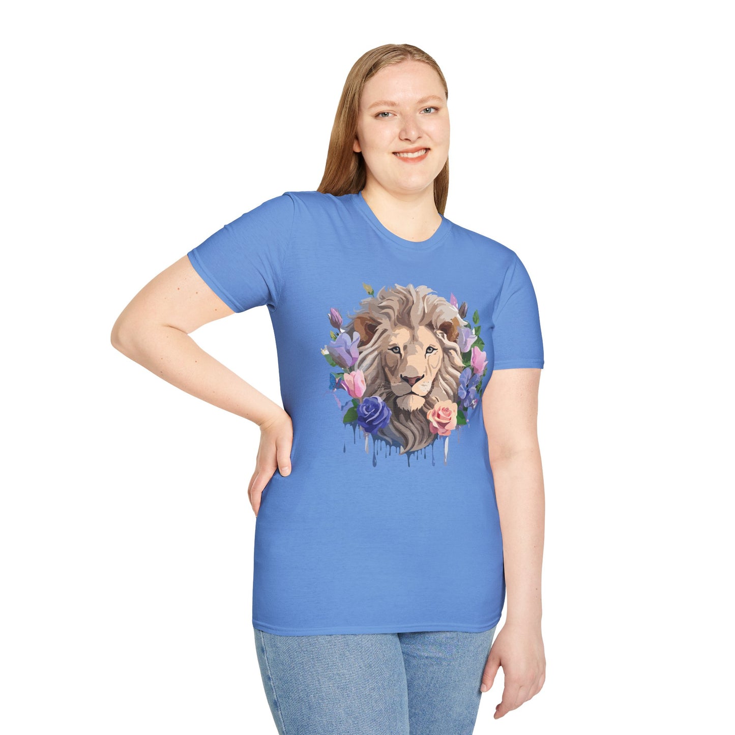 Lion Shirt, Shirt with Lion, Floral Lion Tee, Shirt with Animals