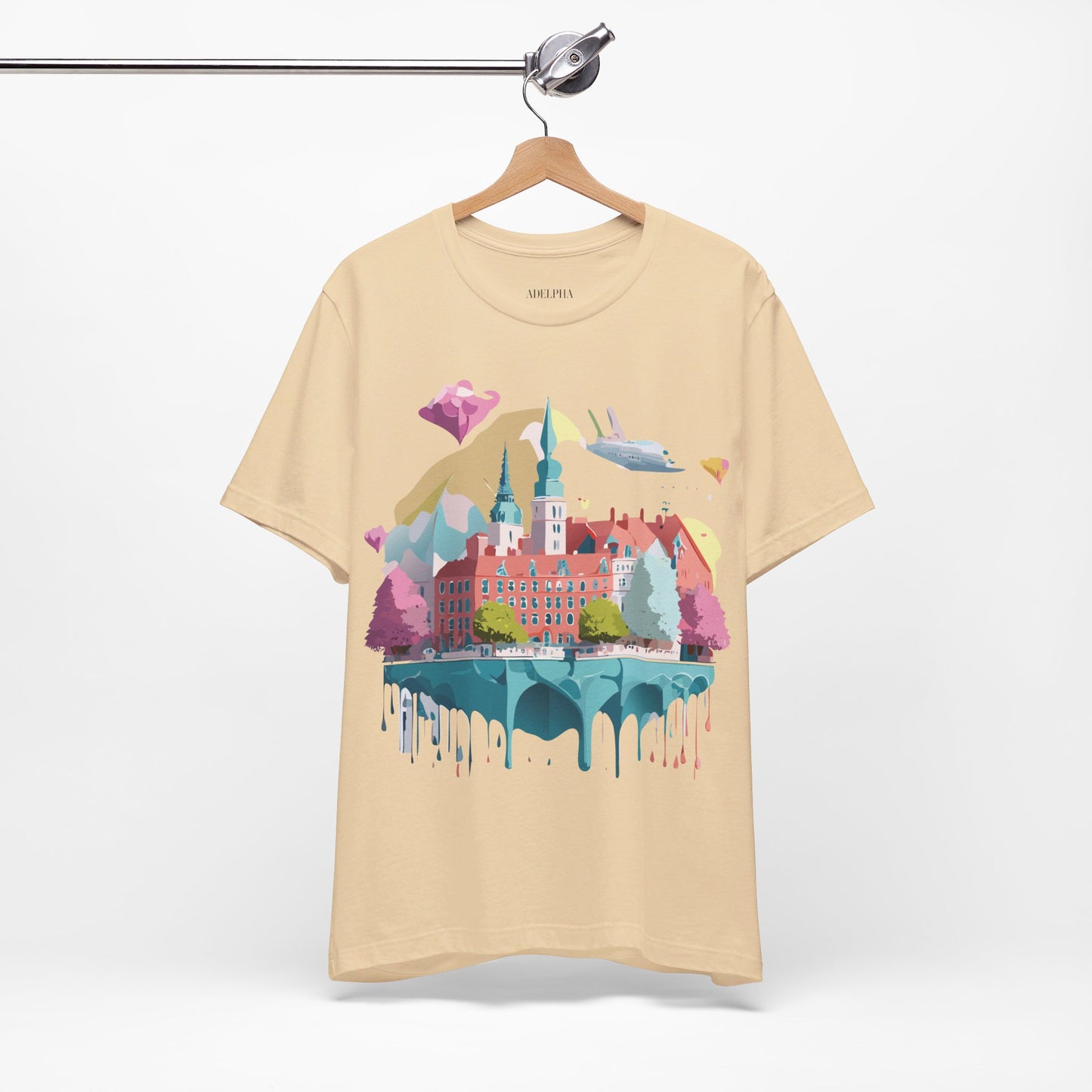 Natural Cotton Tee Shirt - Beautiful Places Collection - Warnemünde and Rostock - Germany Printify