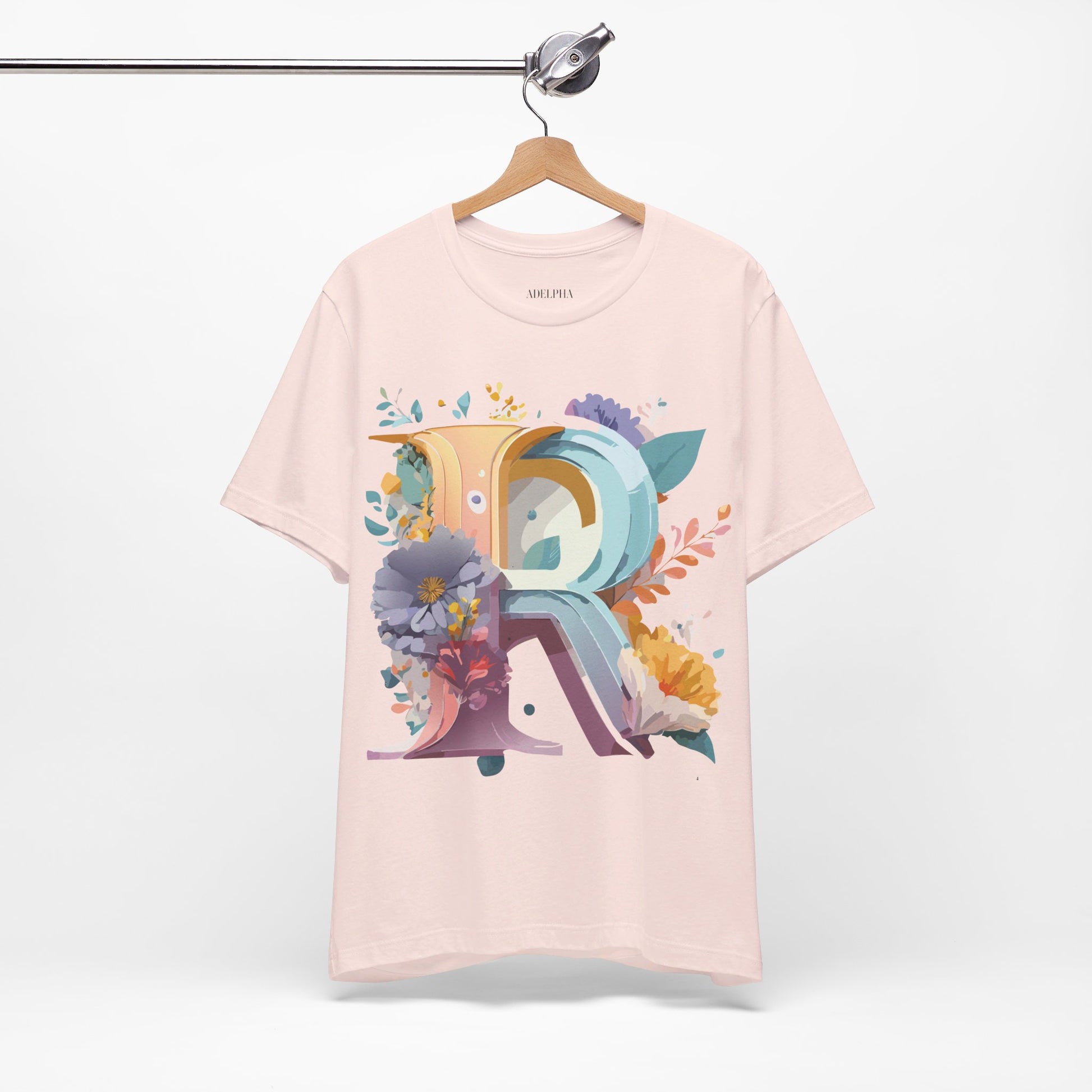 Natural Cotton Tee Shirt - Letters Collection - R Printify