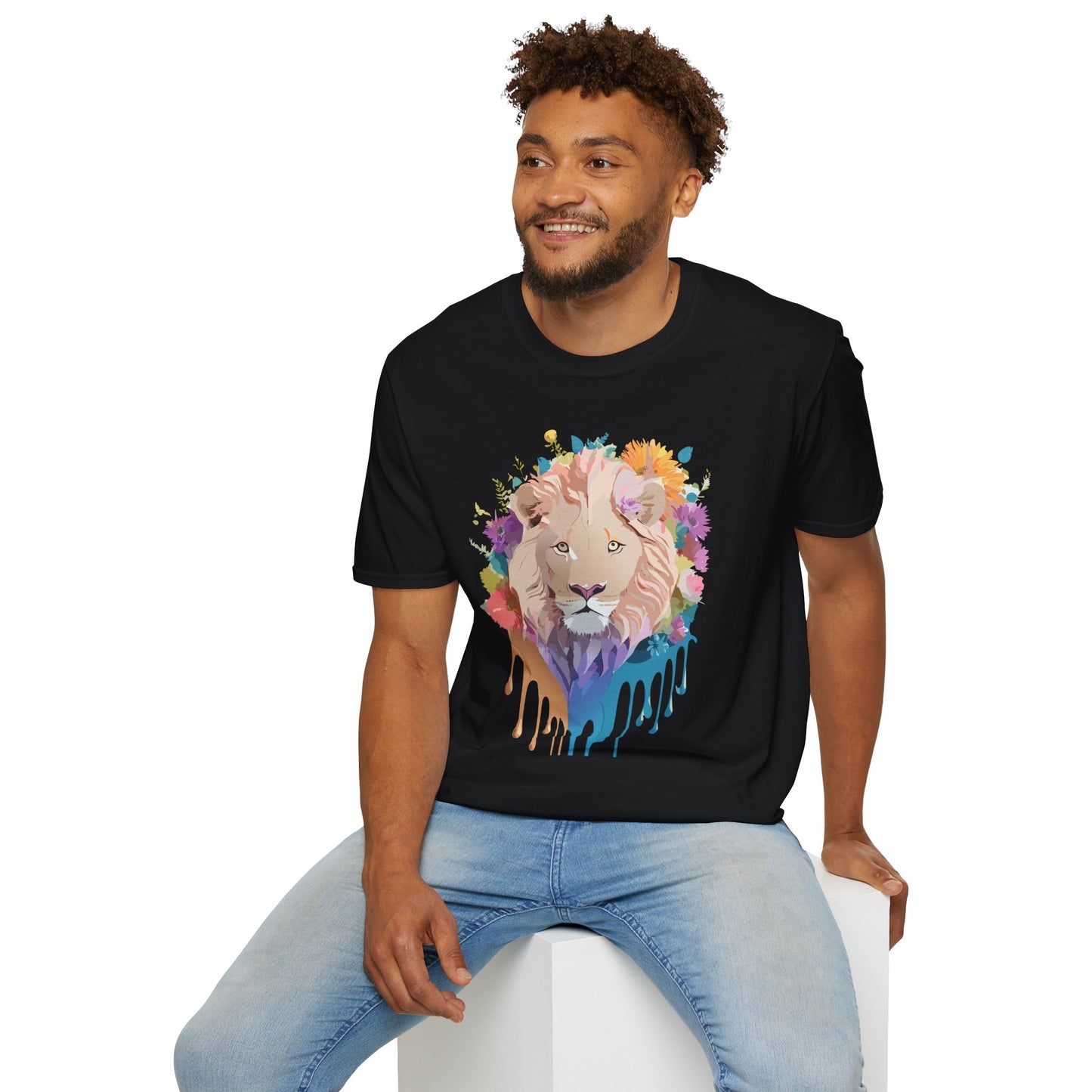 Lion Shirt, Shirt with Lion, Floral Lion Tee, Shirt with Animals