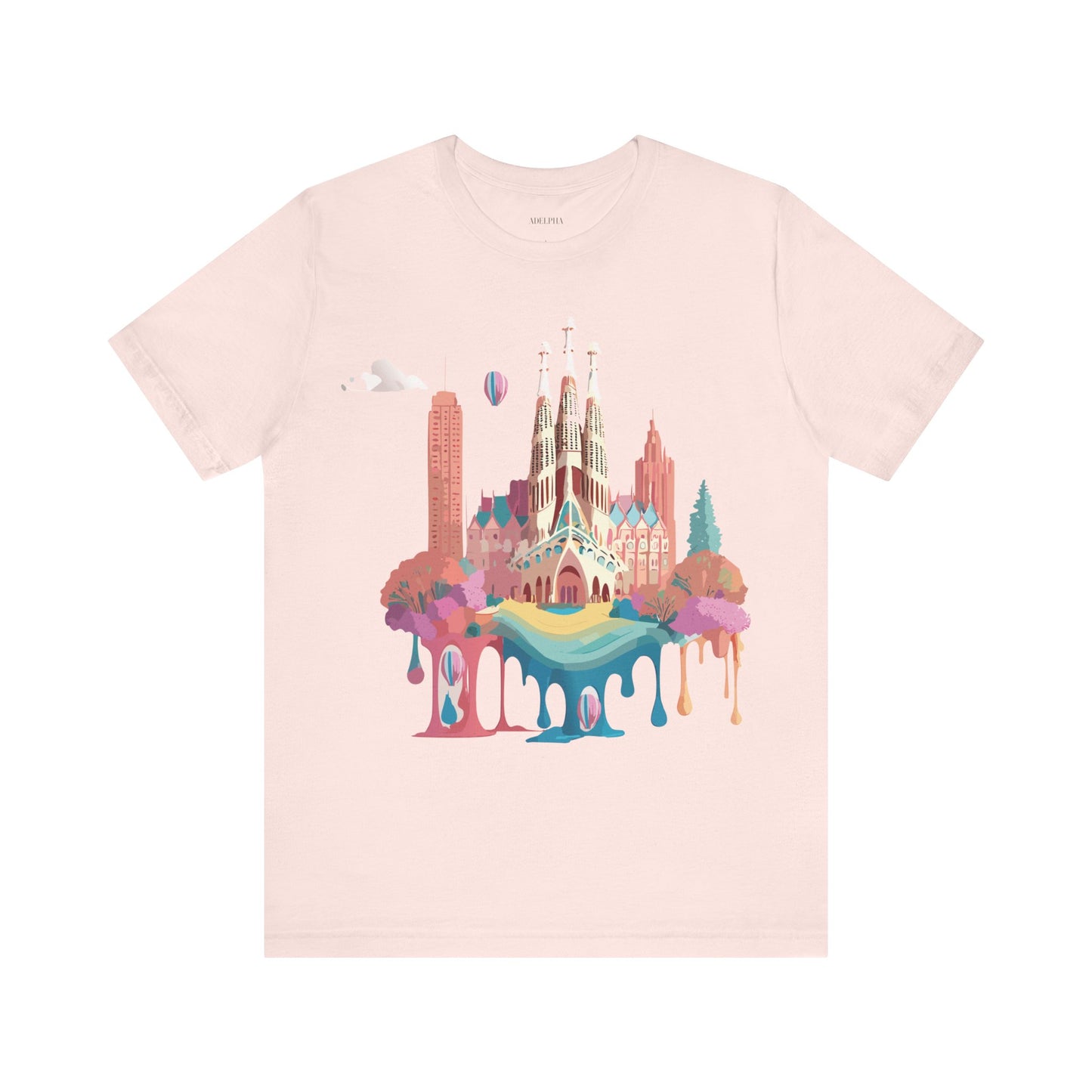 Natural Cotton Tee Shirt - Beautiful Places Collection - Barcelona Printify
