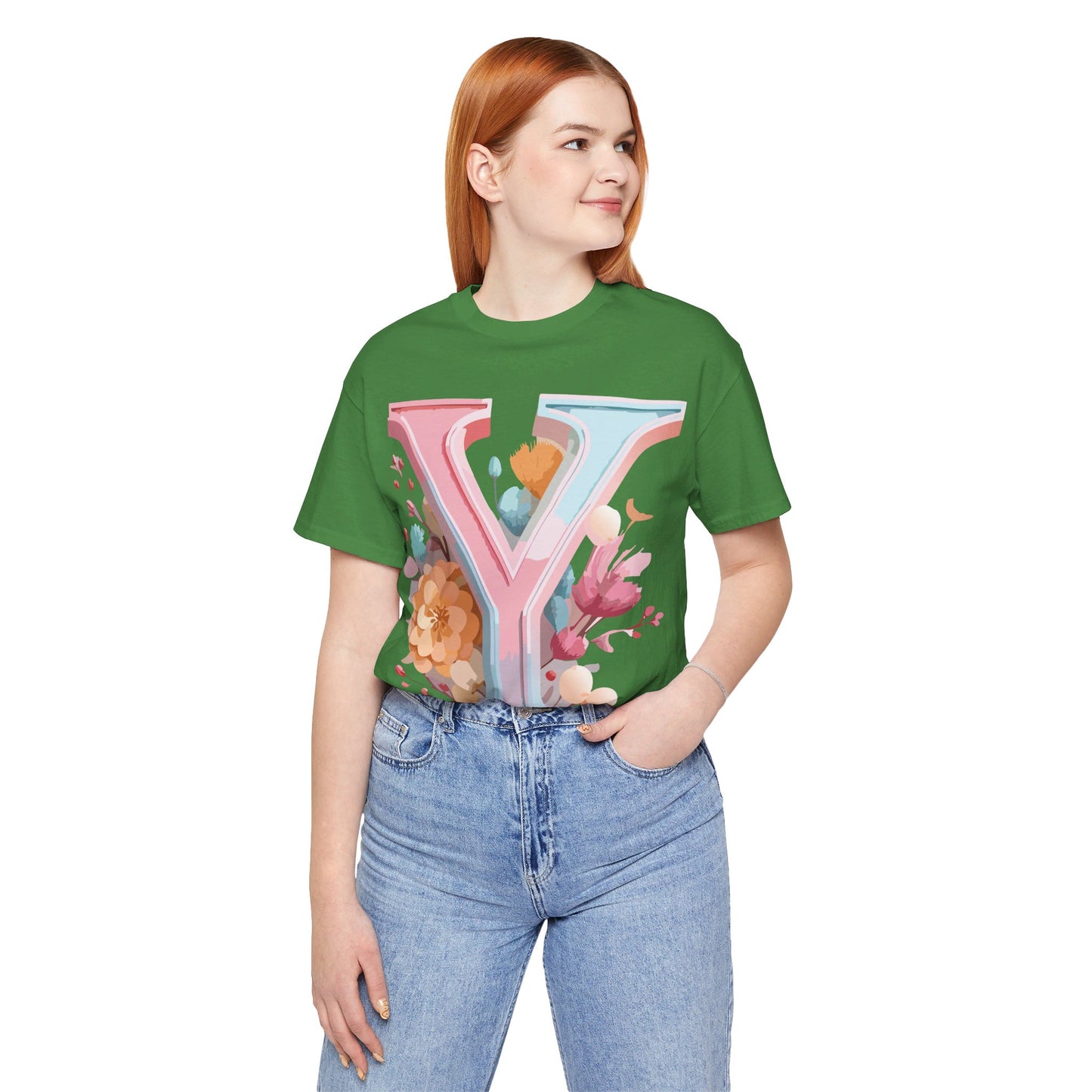 Natural Cotton Tee Shirt - Letters Collection - Y Printify
