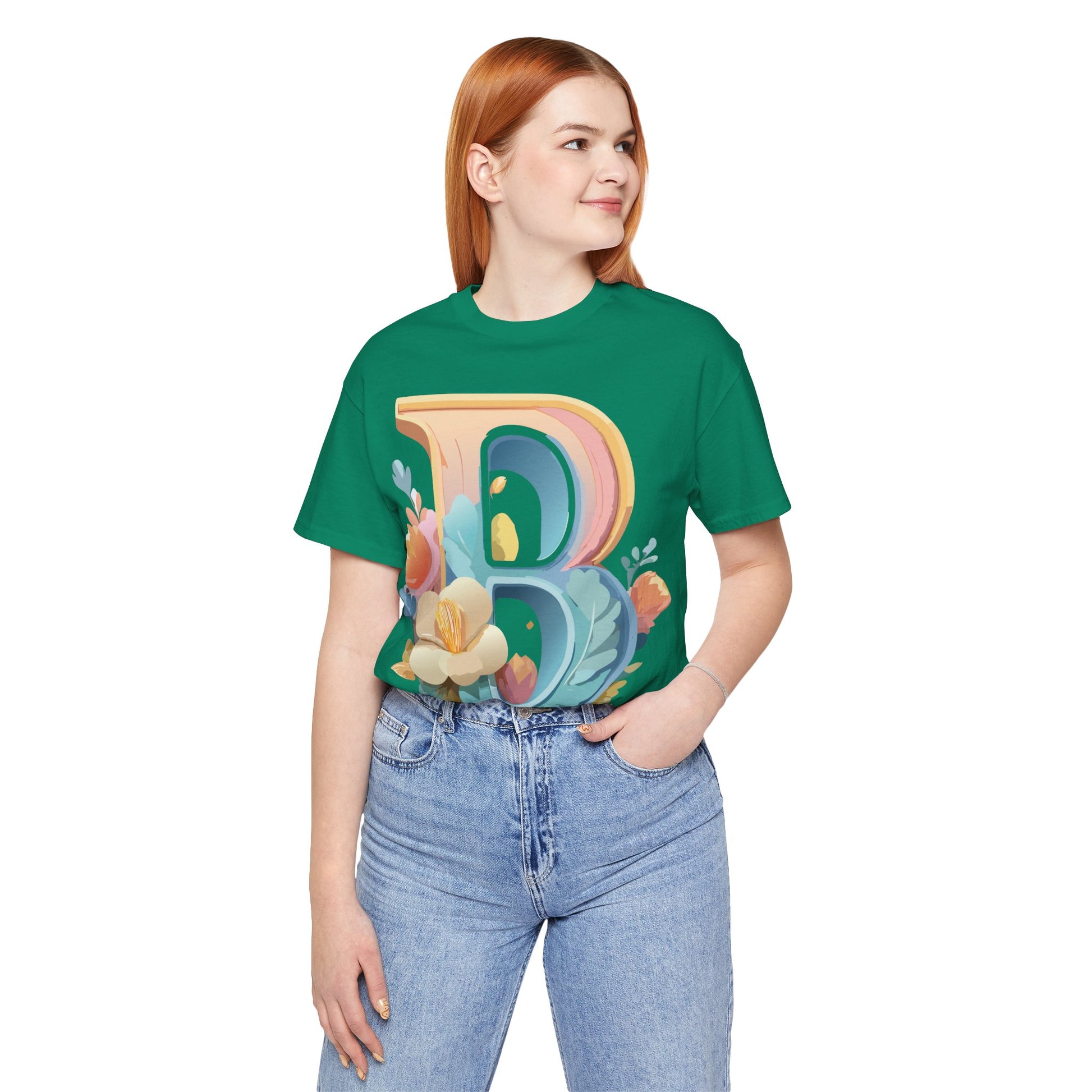 Natural Cotton Tee Shirt - Letters Collection - B Printify
