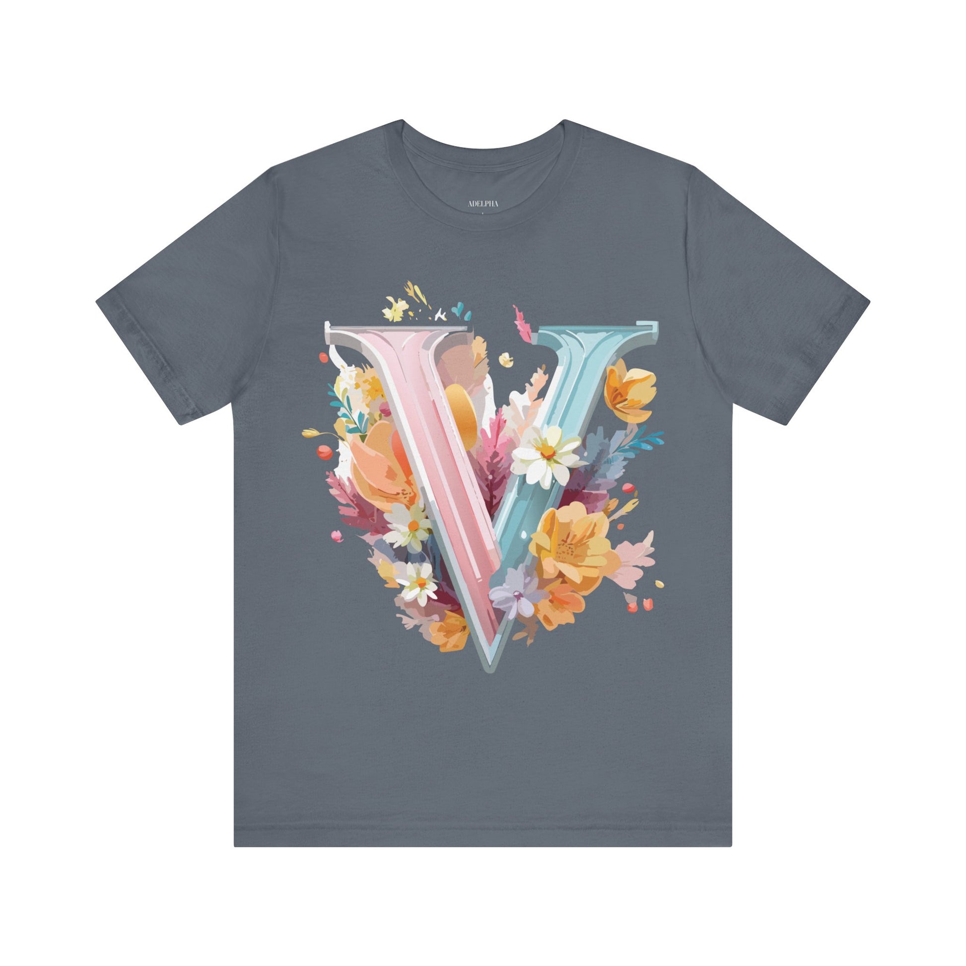 Natural Cotton Tee Shirt - Letters Collection - V Printify