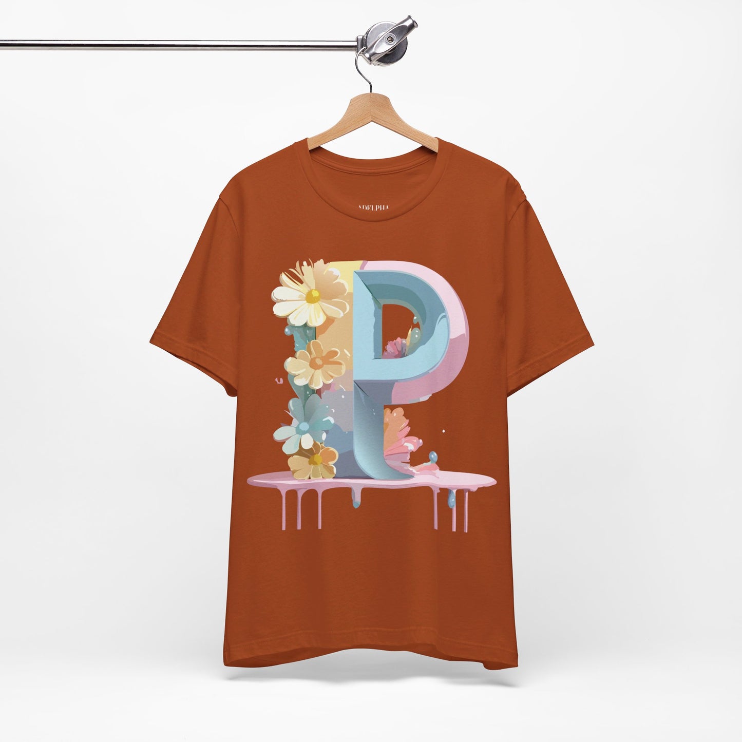 Natural Cotton Tee Shirt - Letters Collection - P Printify