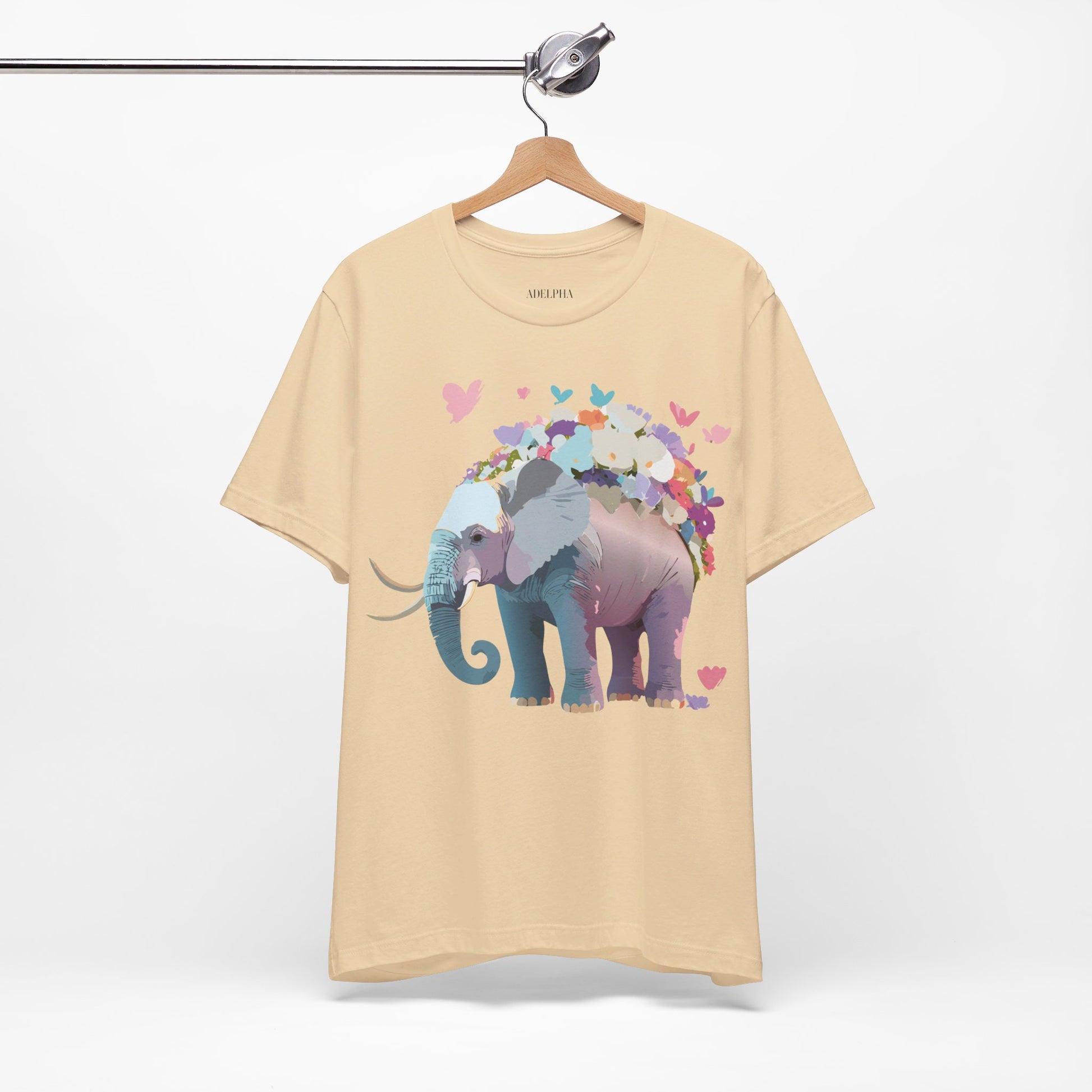 Natural Cotton Tee Shirt with Elephant Printify
