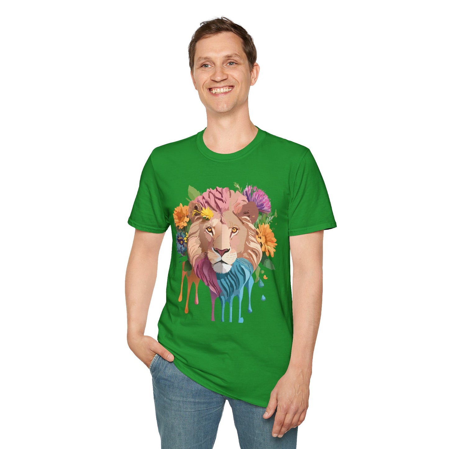 Lion Shirt, Shirt with Lion, Floral Lion Tee, Shirt with Animals
