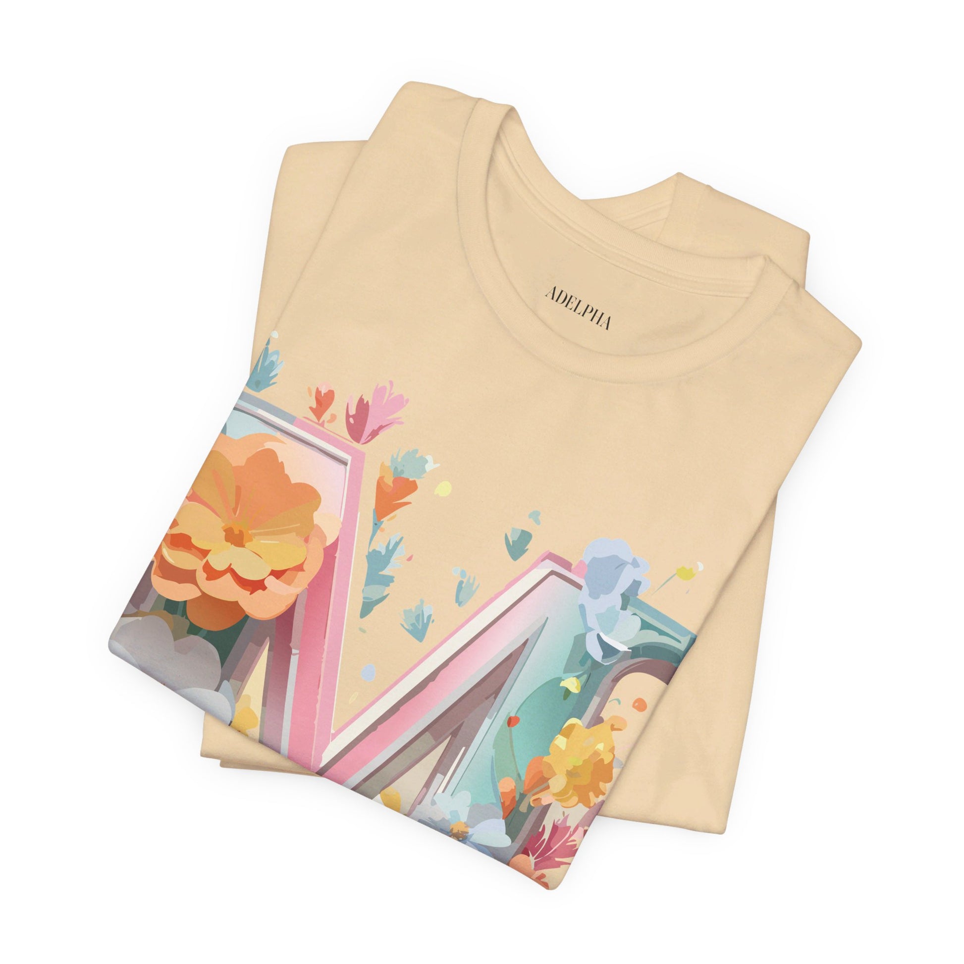 Natural Cotton Tee Shirt - Letters Collection - M Printify