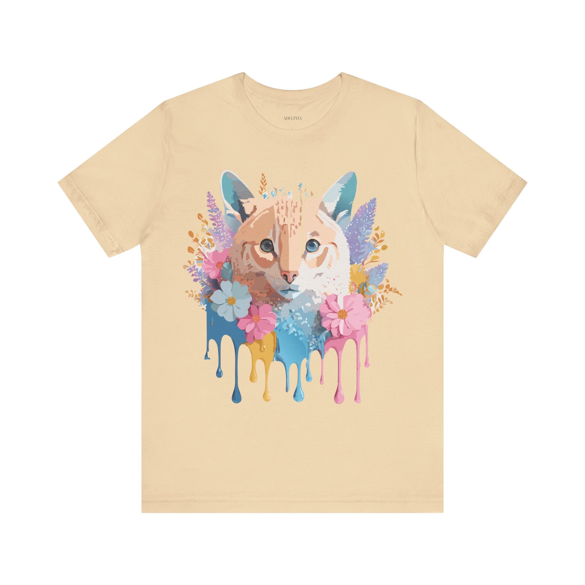 Natural Cotton Tee Shirt with Cat Printify