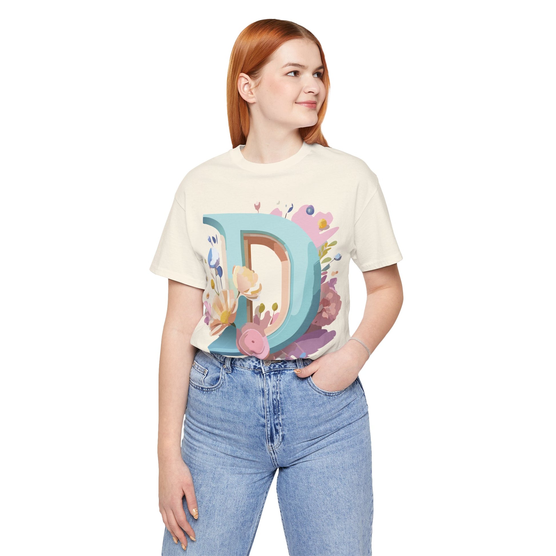 Natural Cotton Tee Shirt - Letters Collection - D Printify
