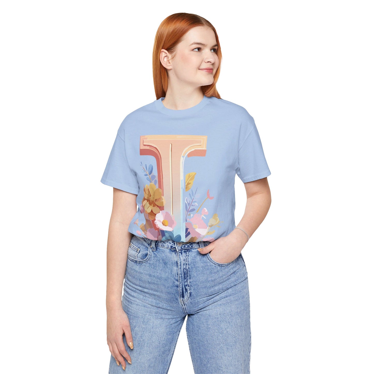 Natural Cotton Tee Shirt - Letters Collection - I Printify