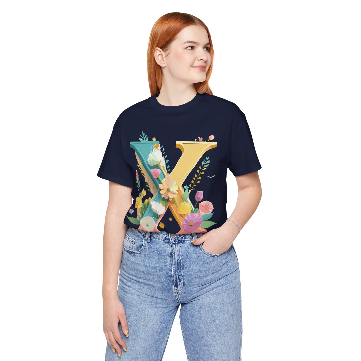 Natural Cotton Tee Shirt - Letters Collection - X Printify
