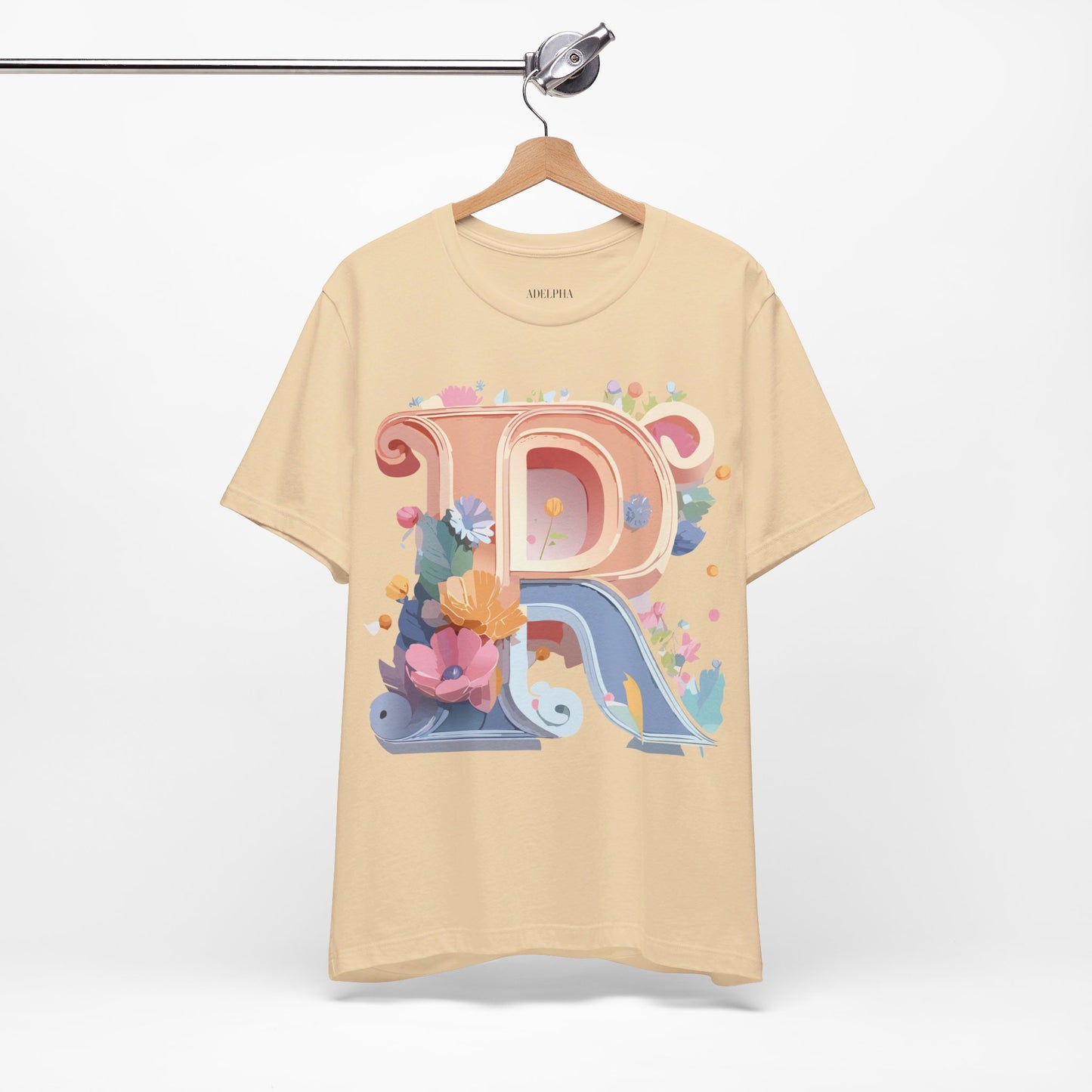 Natural Cotton Tee Shirt - Letters Collection - R Printify