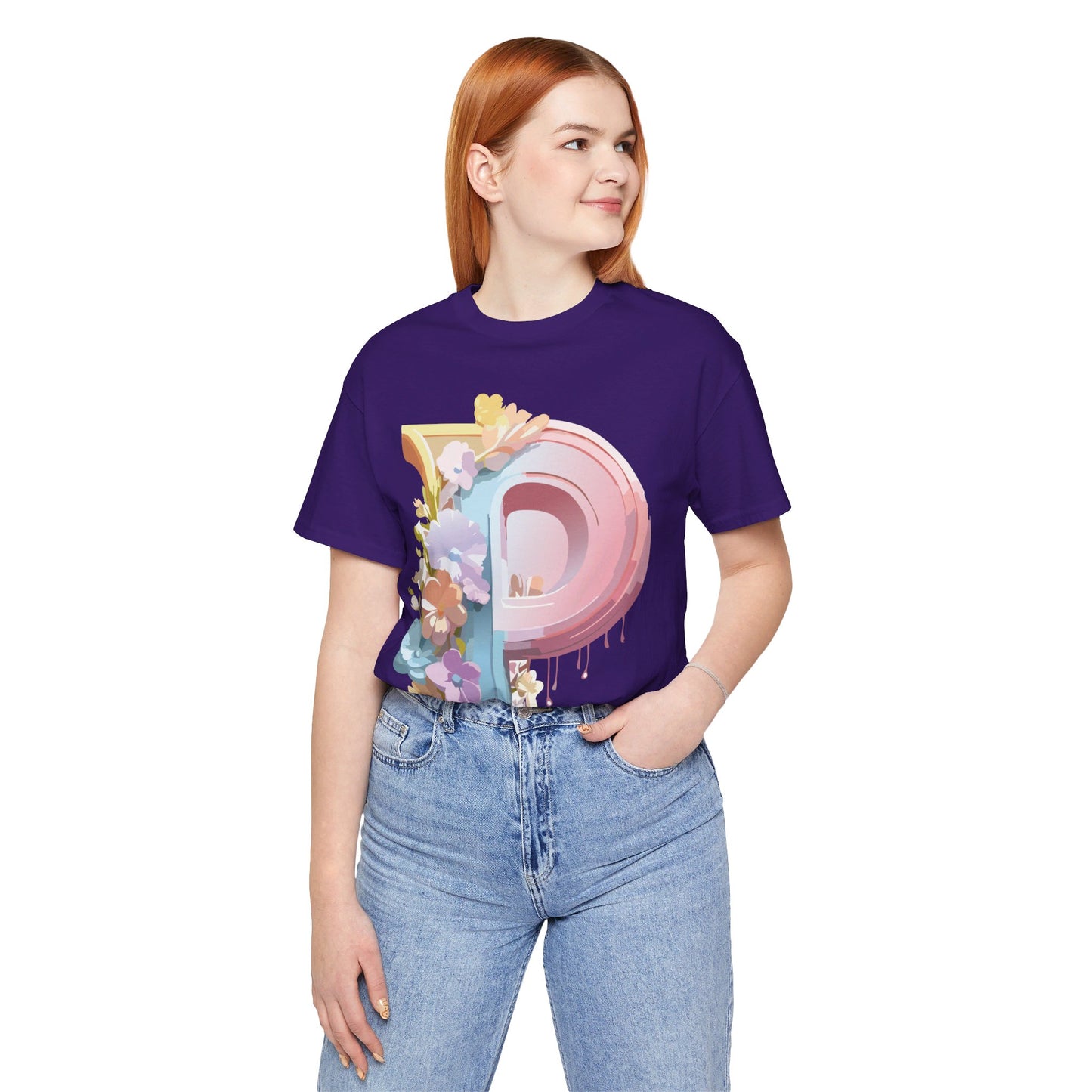 Natural Cotton Tee Shirt - Letters Collection - P Printify