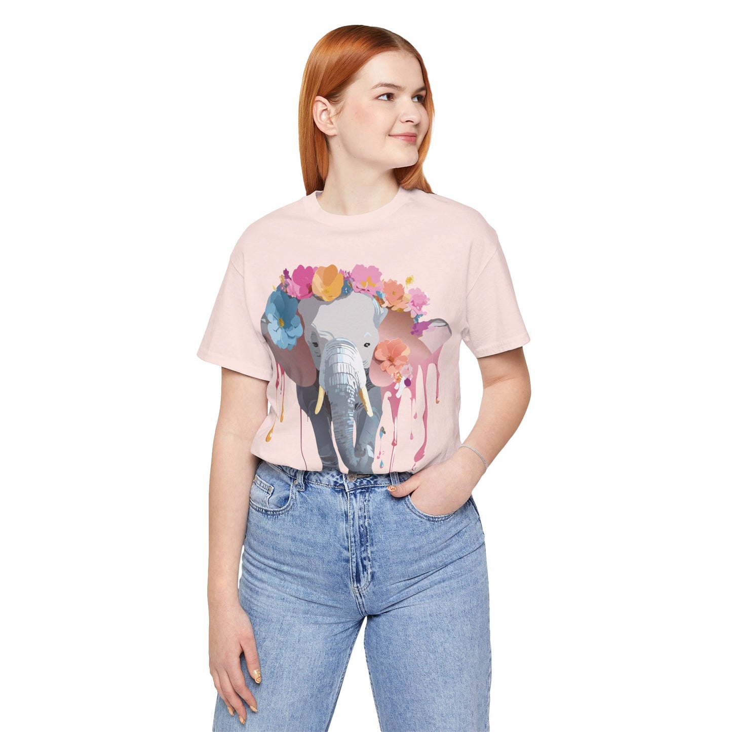Natural Cotton Tee Shirt with Elephant Printify