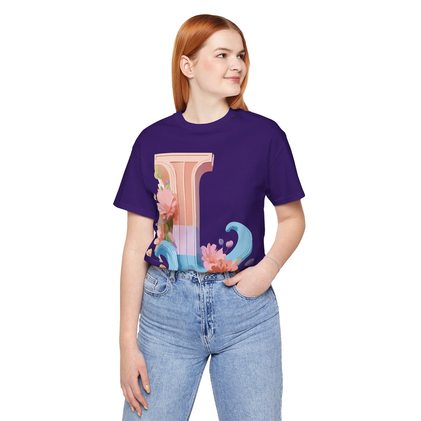Natural Cotton Tee Shirt - Letters Collection - L Printify