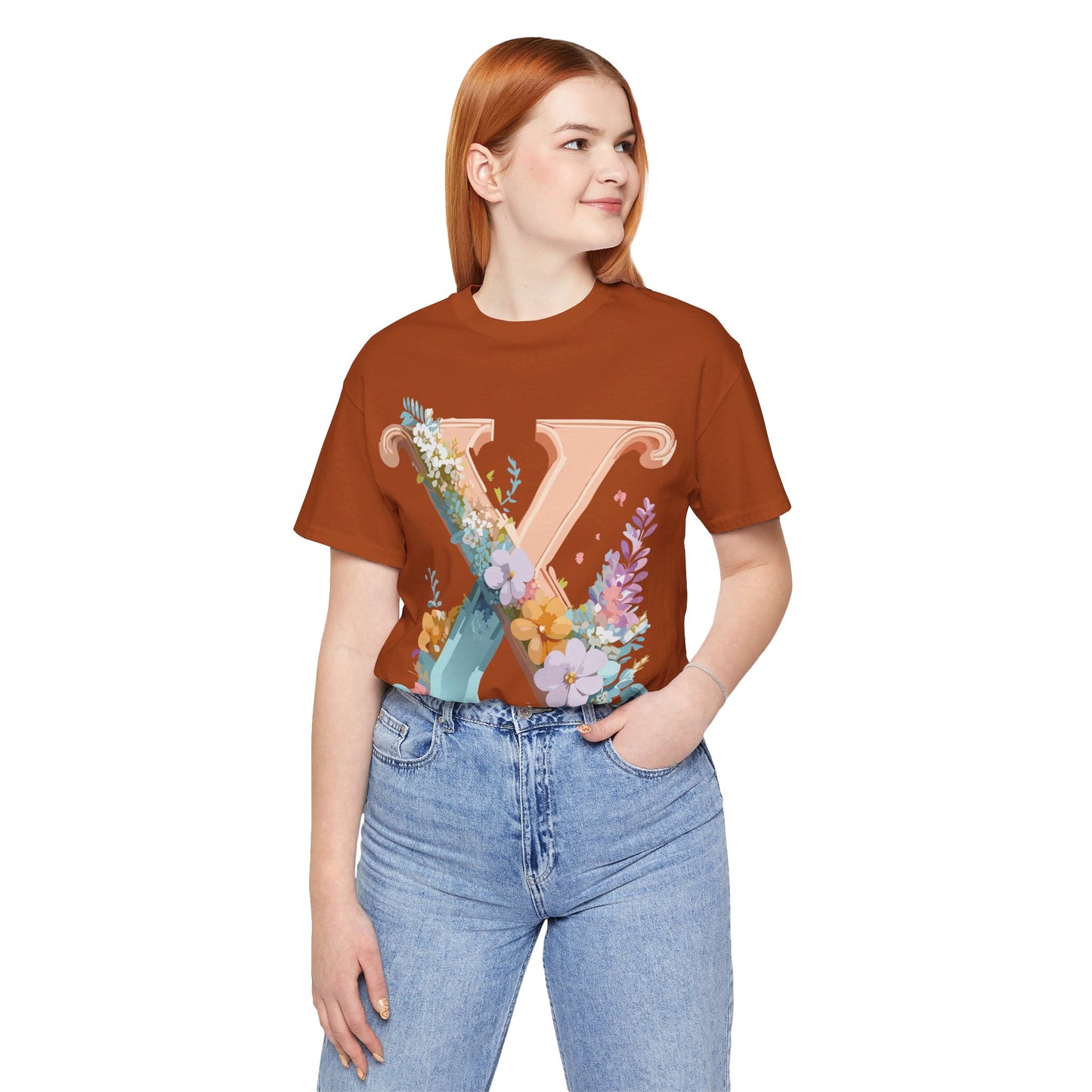Natural Cotton Tee Shirt - Letters Collection - X Printify