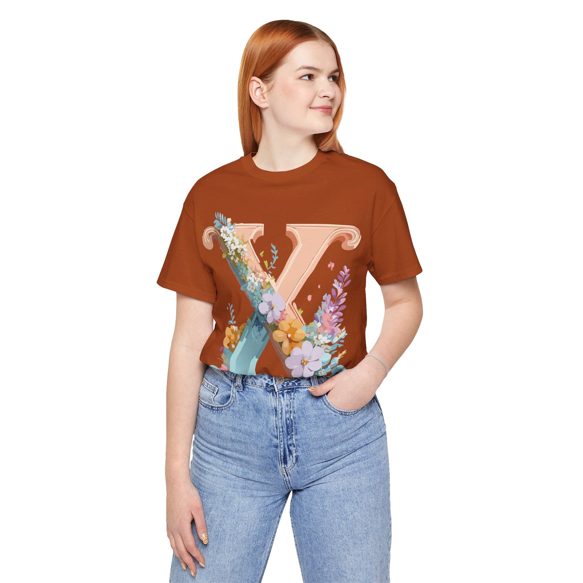 Natural Cotton Tee Shirt - Letters Collection - X Printify