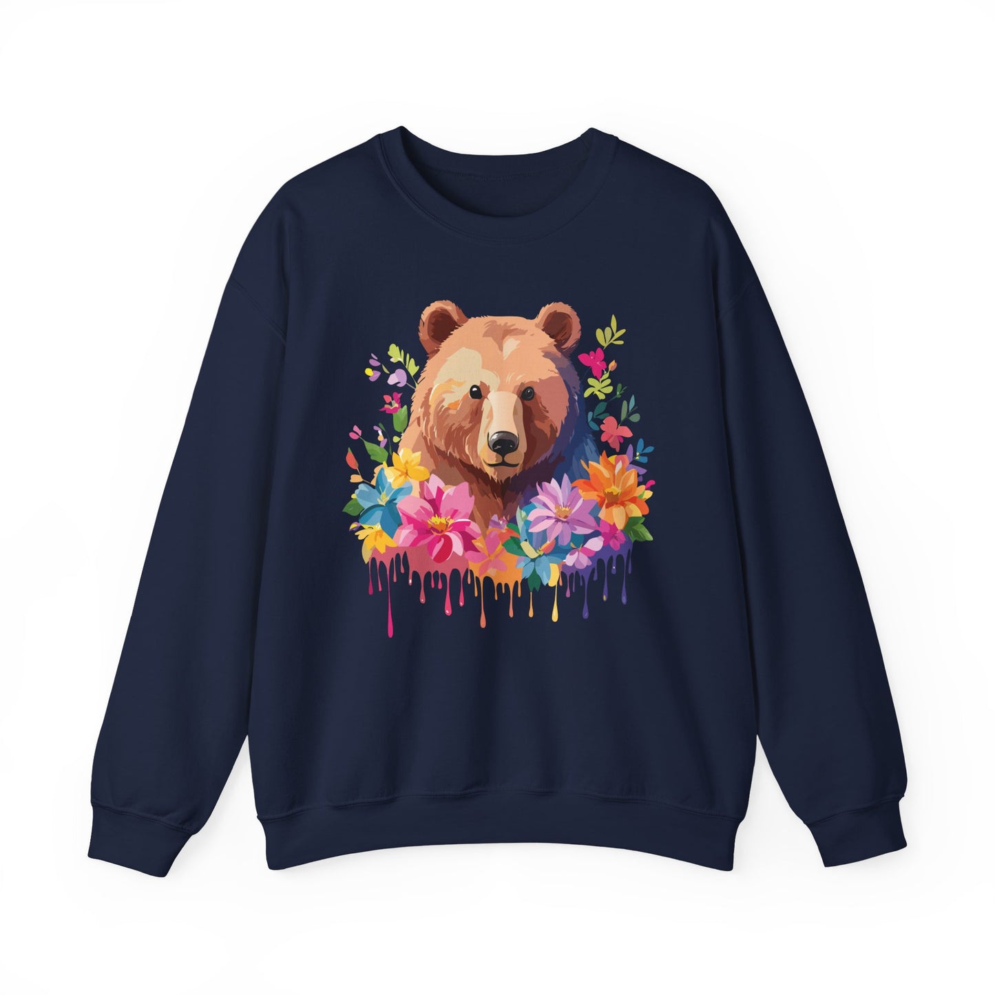 Unisex Floral Bear Sweatshirt, Animals Sweatshirt, Floral Sweatshirt, Art Design Sweatshirt