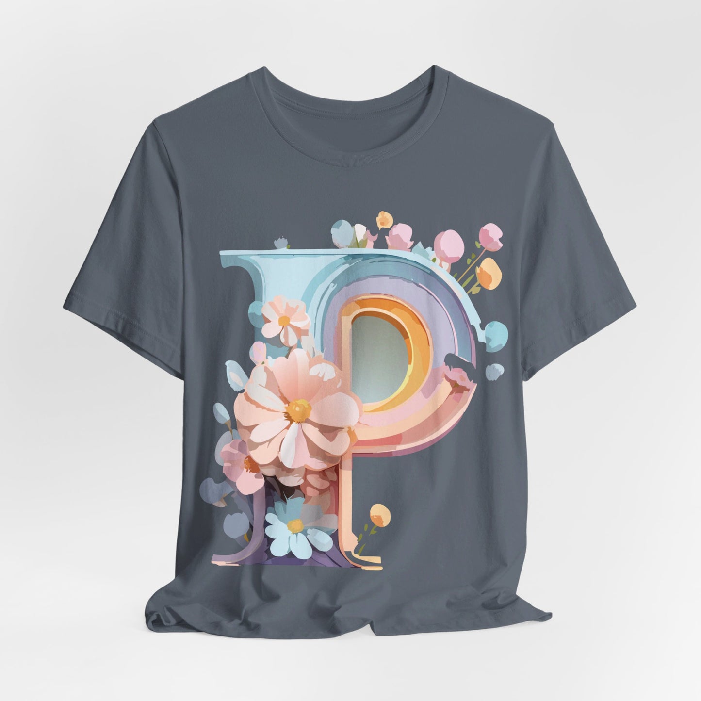 Natural Cotton Tee Shirt - Letters Collection - P Printify