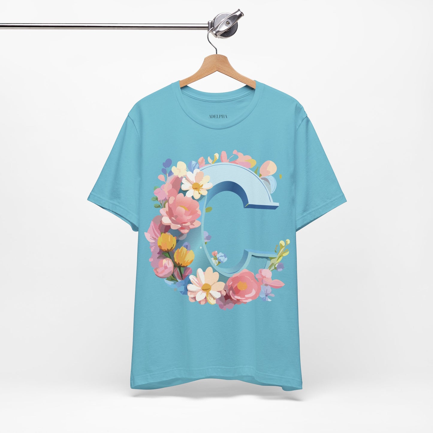 Natural Cotton Tee Shirt - Letters Collection - C Printify