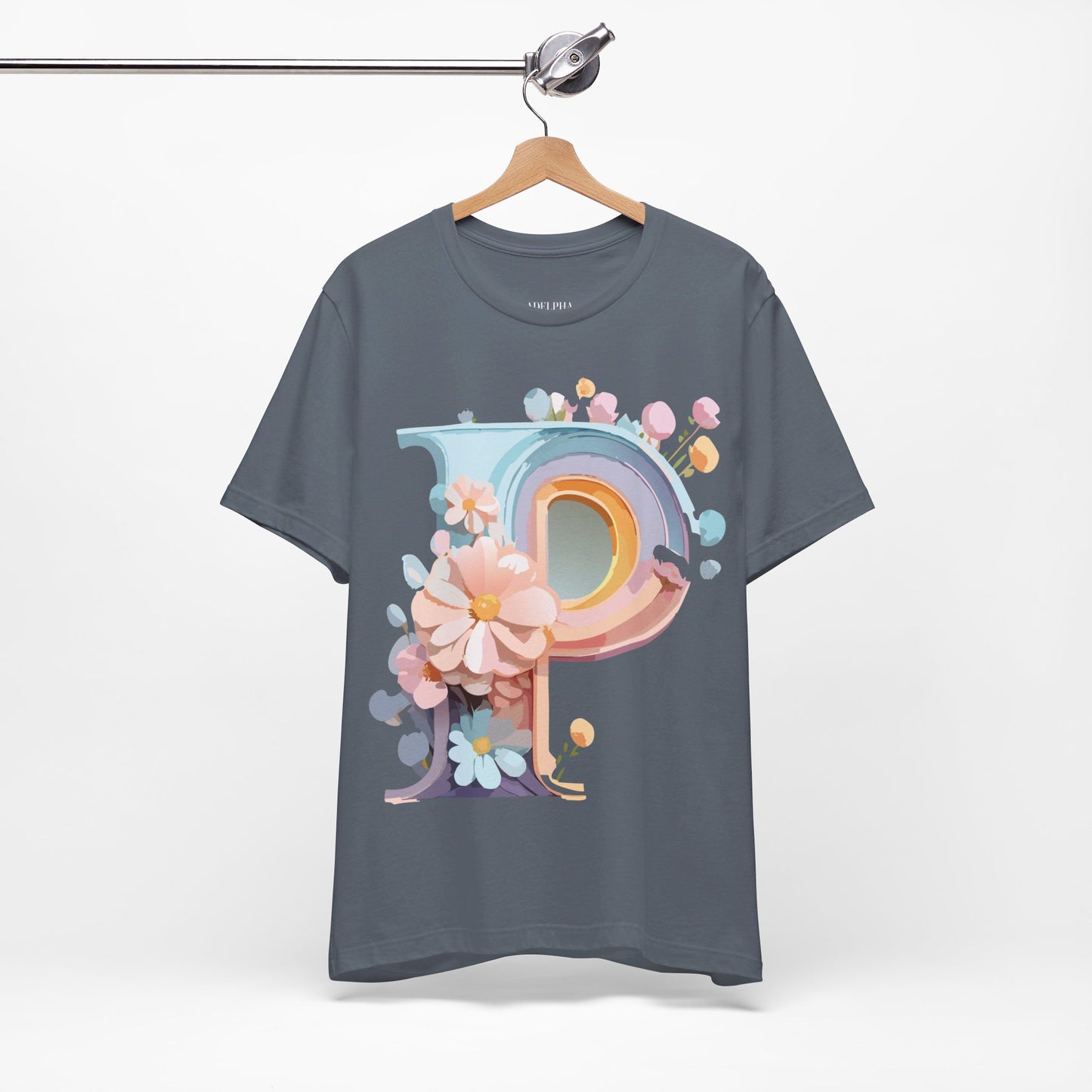 Natural Cotton Tee Shirt - Letters Collection - P Printify