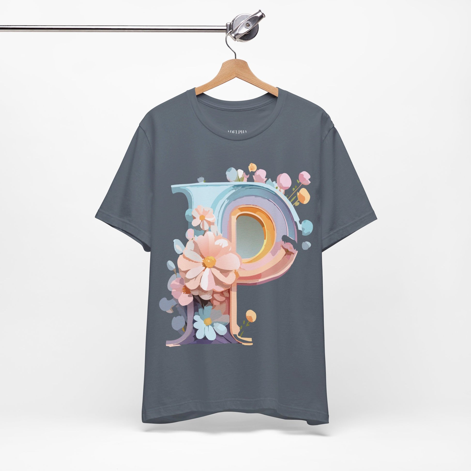 Natural Cotton Tee Shirt - Letters Collection - P Printify