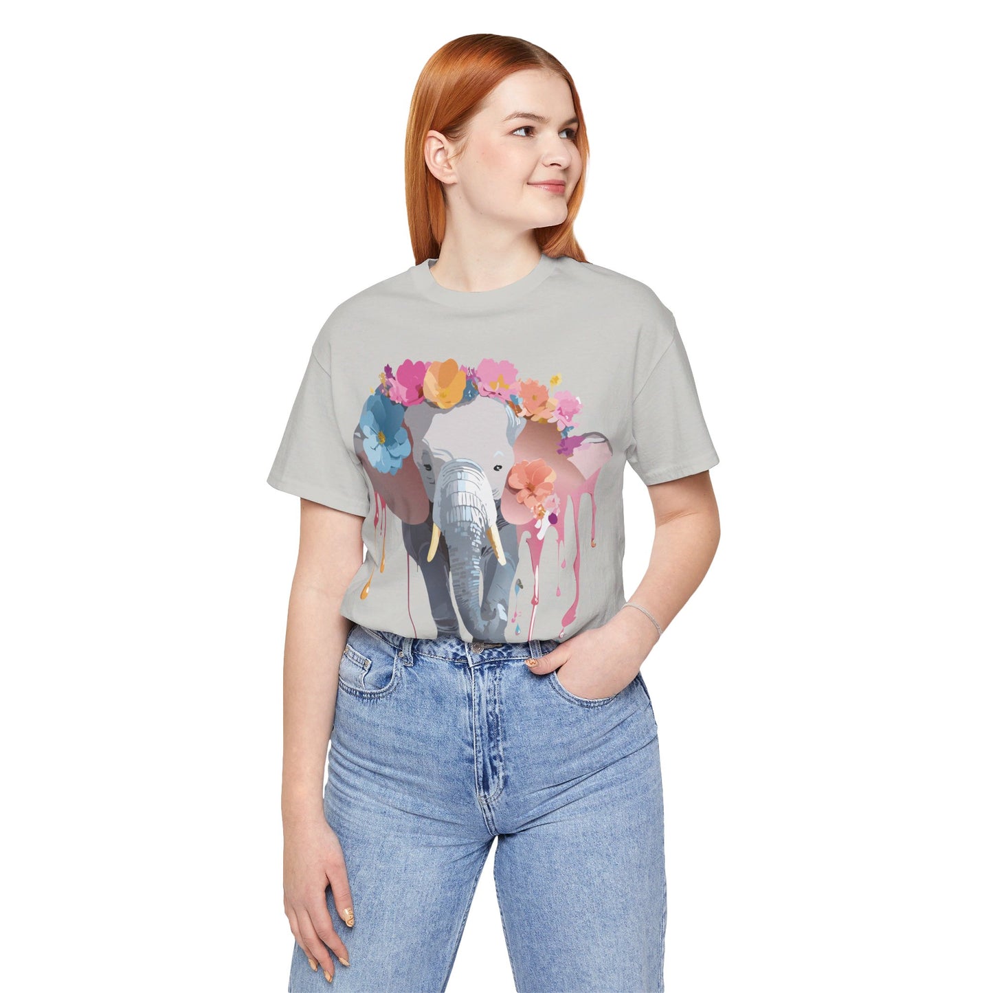 Natural Cotton Tee Shirt with Elephant Printify