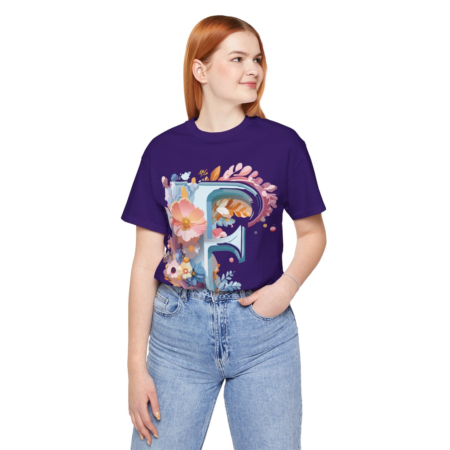 Natural Cotton Tee Shirt - Letters Collection - F Printify