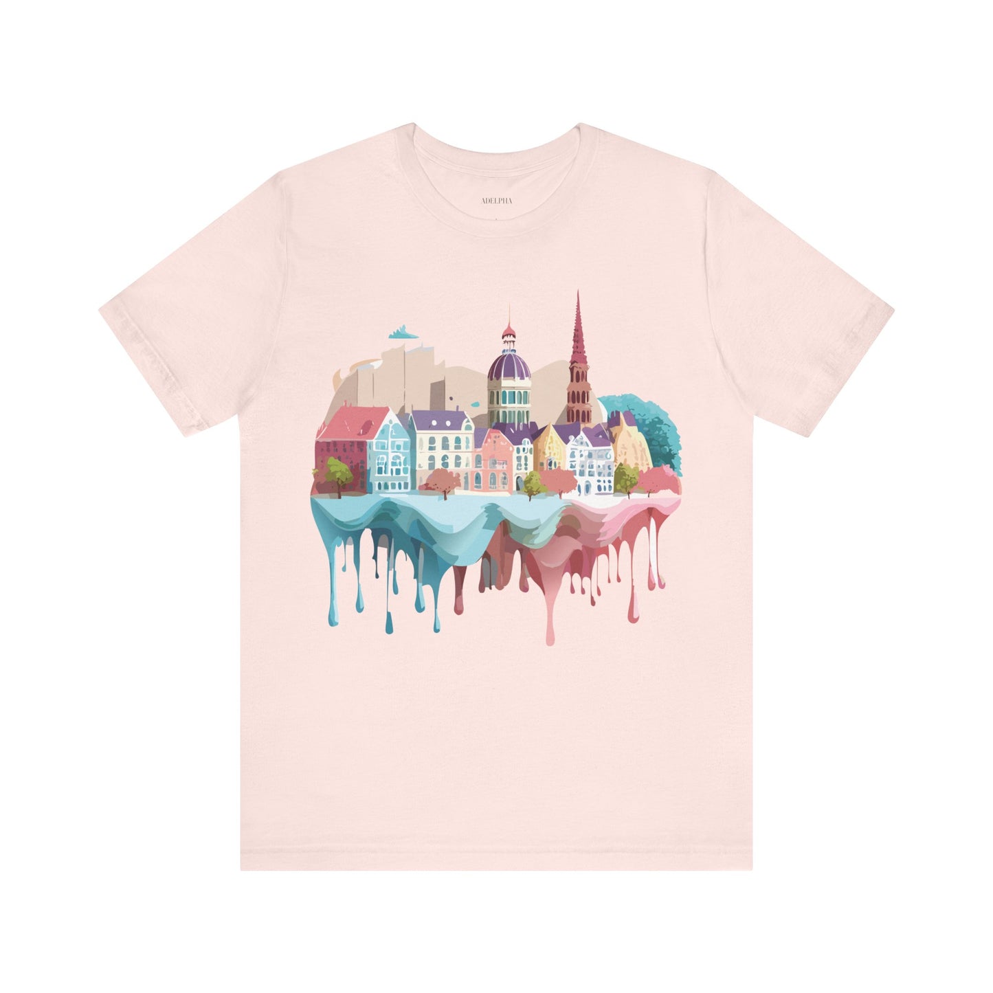 Natural Cotton Tee Shirt - Beautiful Places Collection - Warnemünde and Rostock - Germany Printify