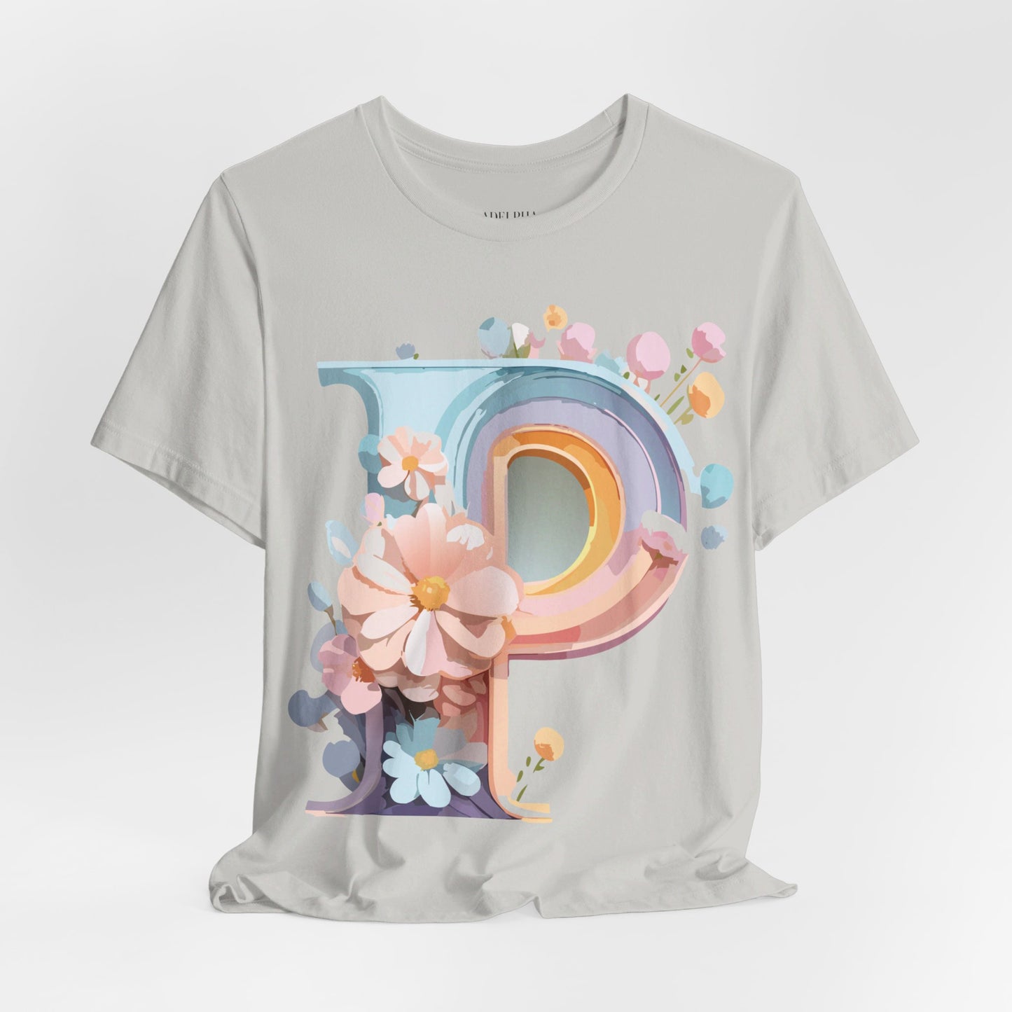 Natural Cotton Tee Shirt - Letters Collection - P Printify