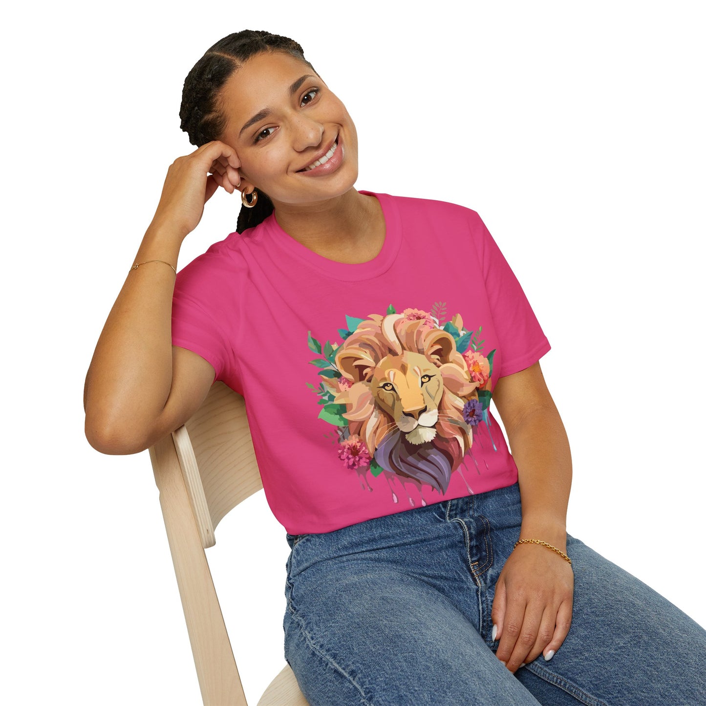 Lion Shirt, Shirt with Lion, Floral Lion Tee, Shirt with Animals