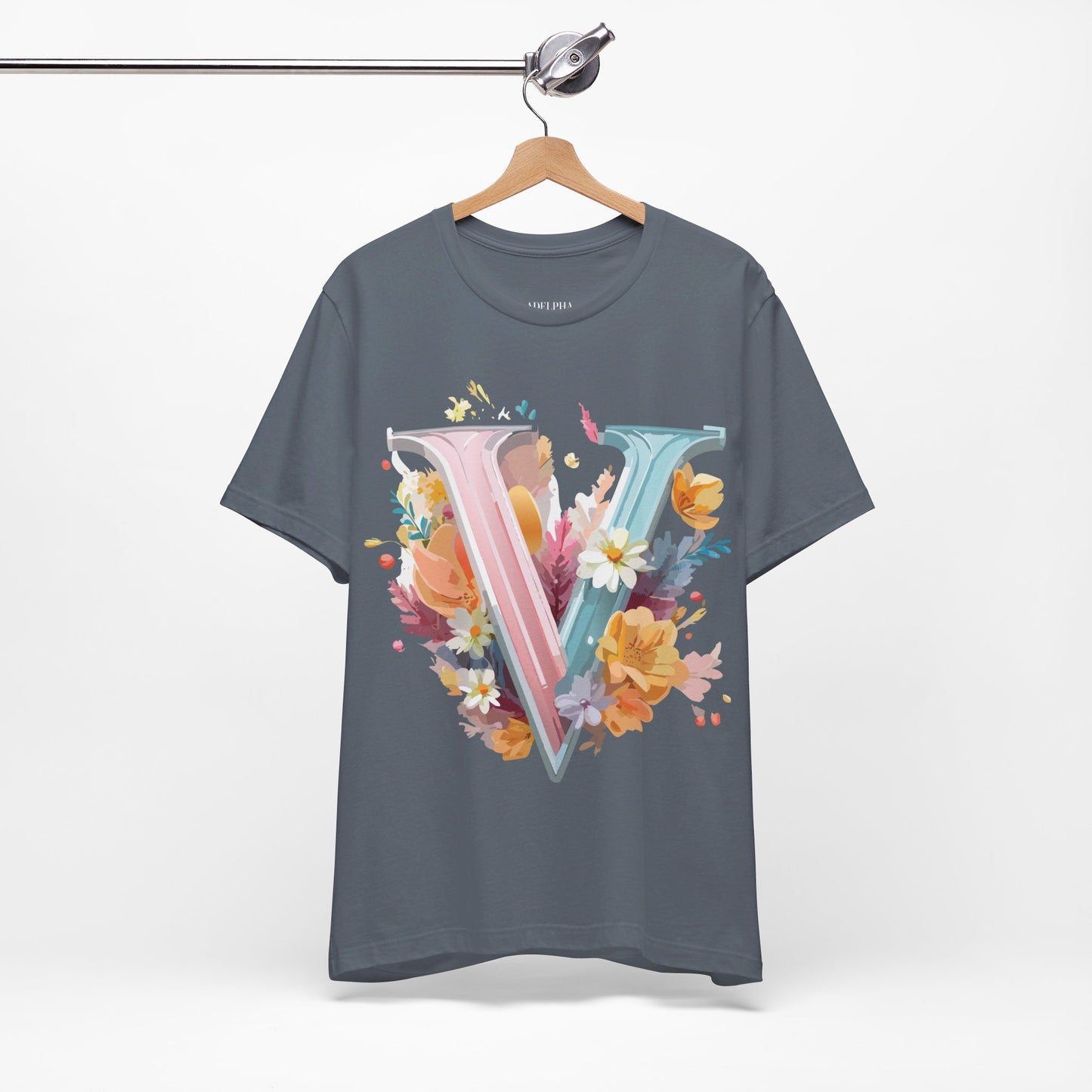 Natural Cotton Tee Shirt - Letters Collection - V Printify