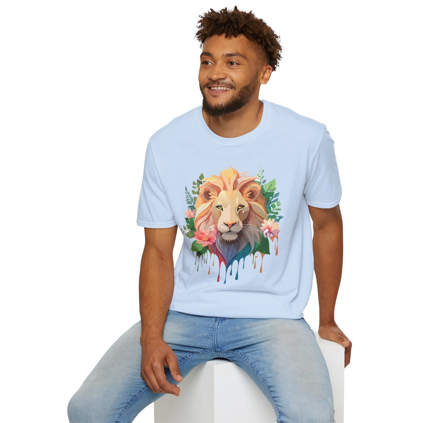 Lion Shirt, Shirt with Lion, Floral Lion Tee, Shirt with Animals