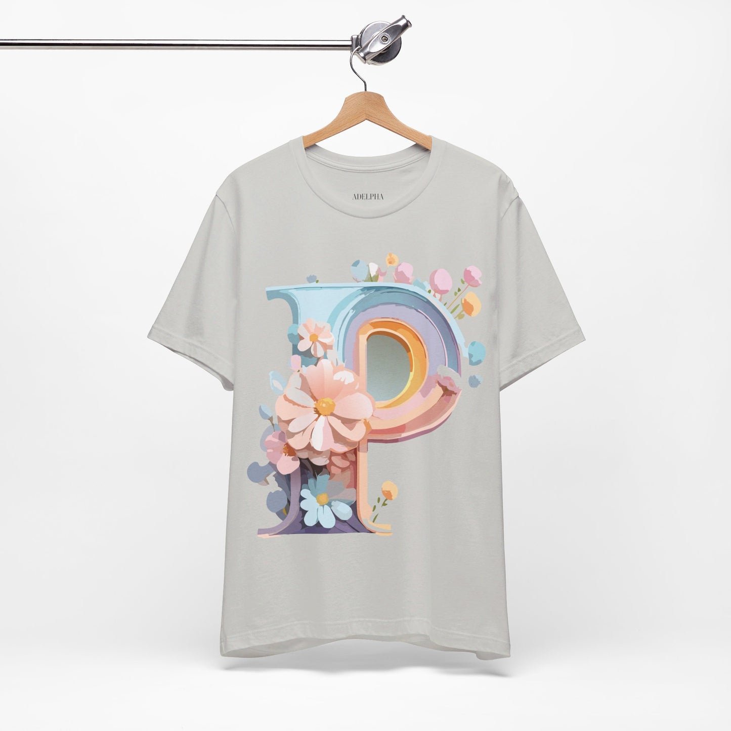 Natural Cotton Tee Shirt - Letters Collection - P Printify