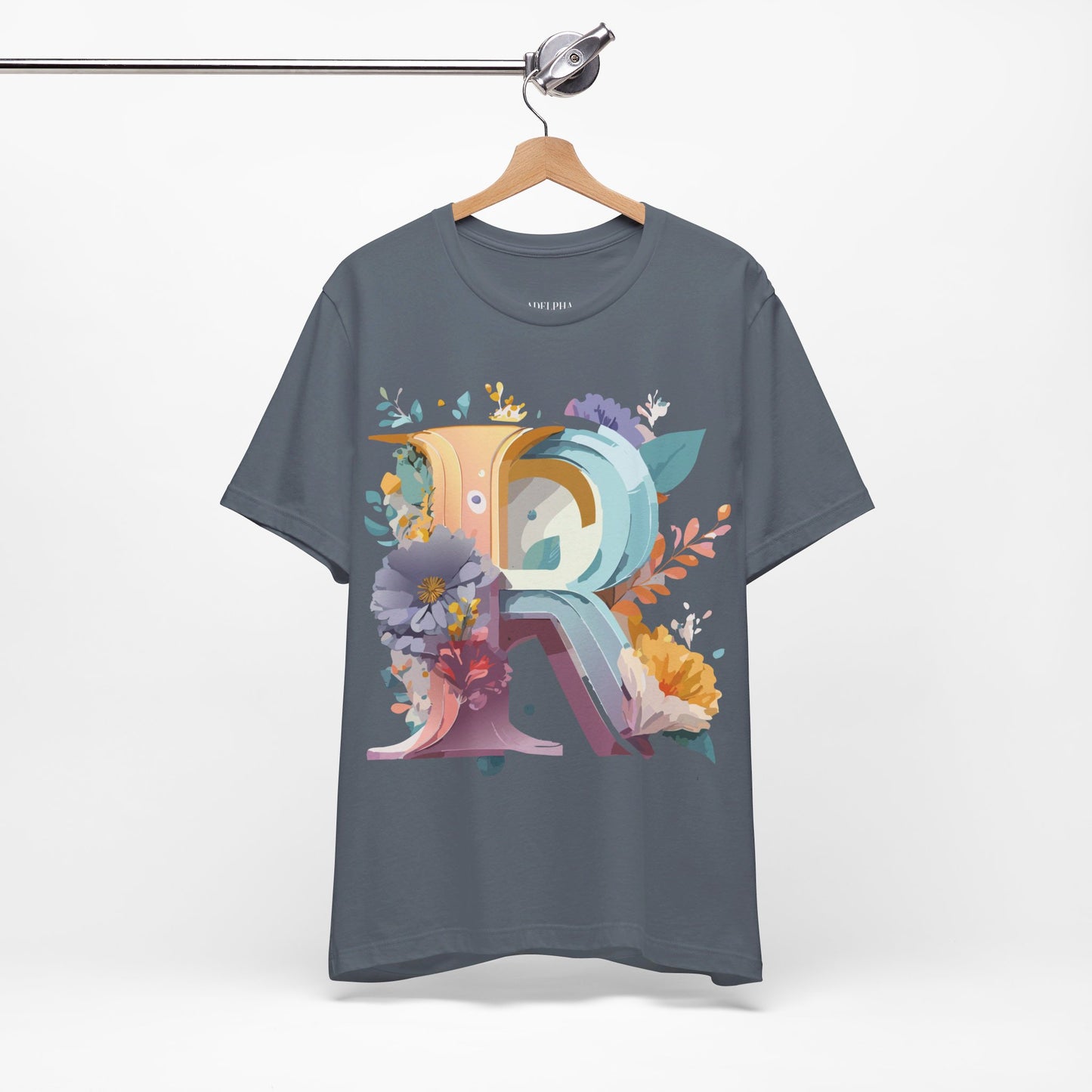 Natural Cotton Tee Shirt - Letters Collection - R Printify