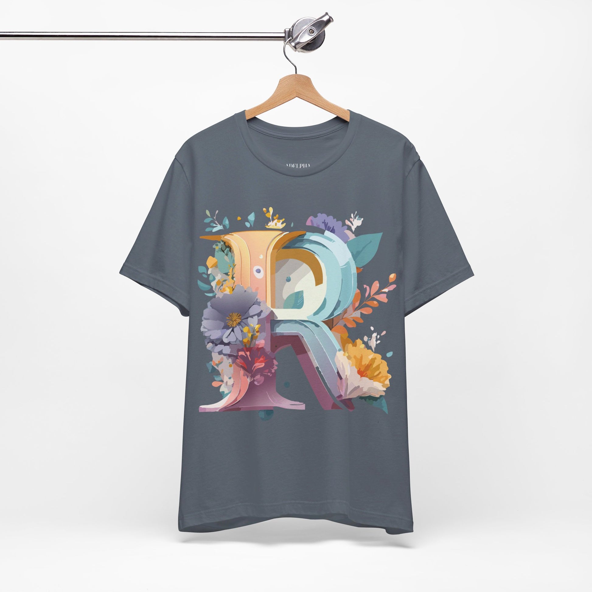 Natural Cotton Tee Shirt - Letters Collection - R Printify