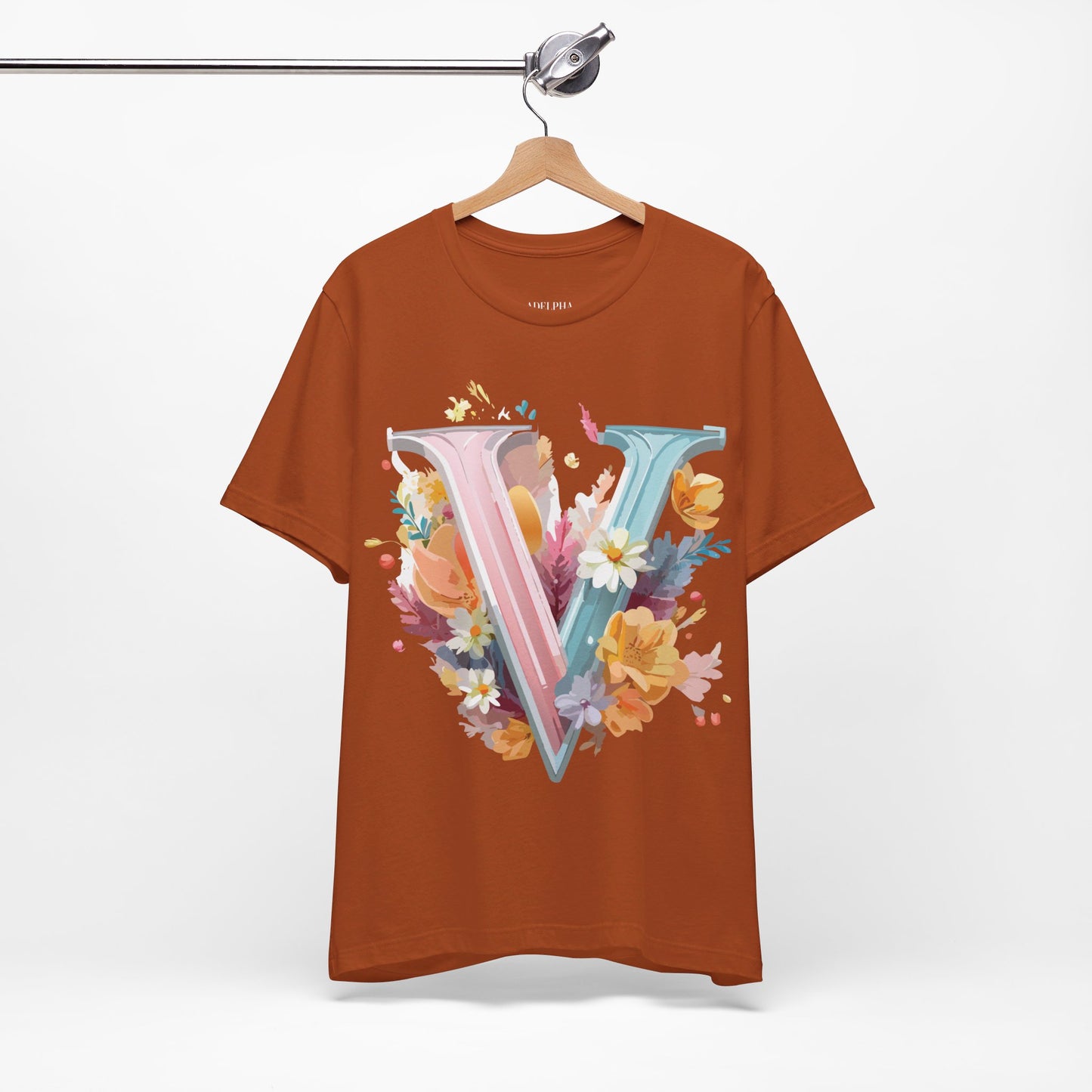 Natural Cotton Tee Shirt - Letters Collection - V Printify