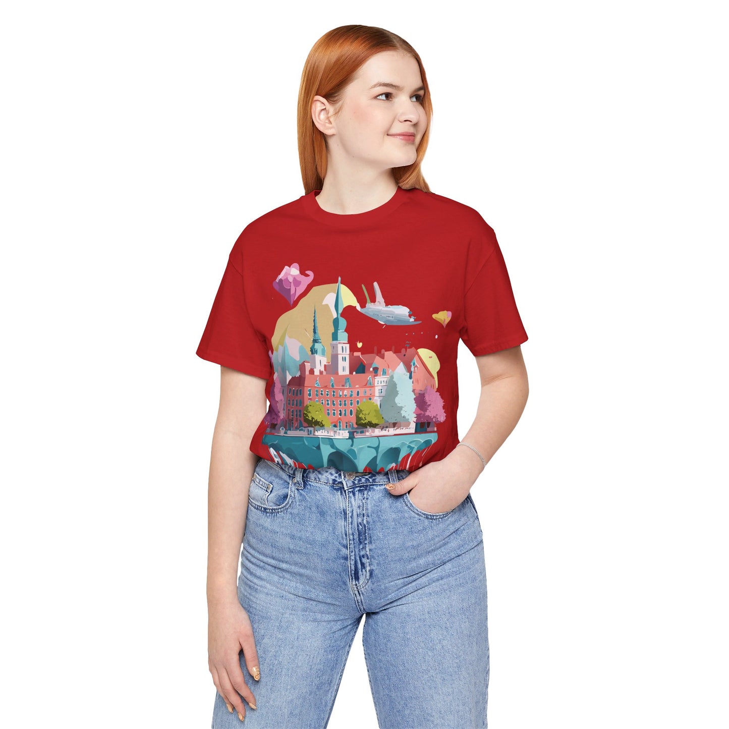 Natural Cotton Tee Shirt - Beautiful Places Collection - Warnemünde and Rostock - Germany Printify