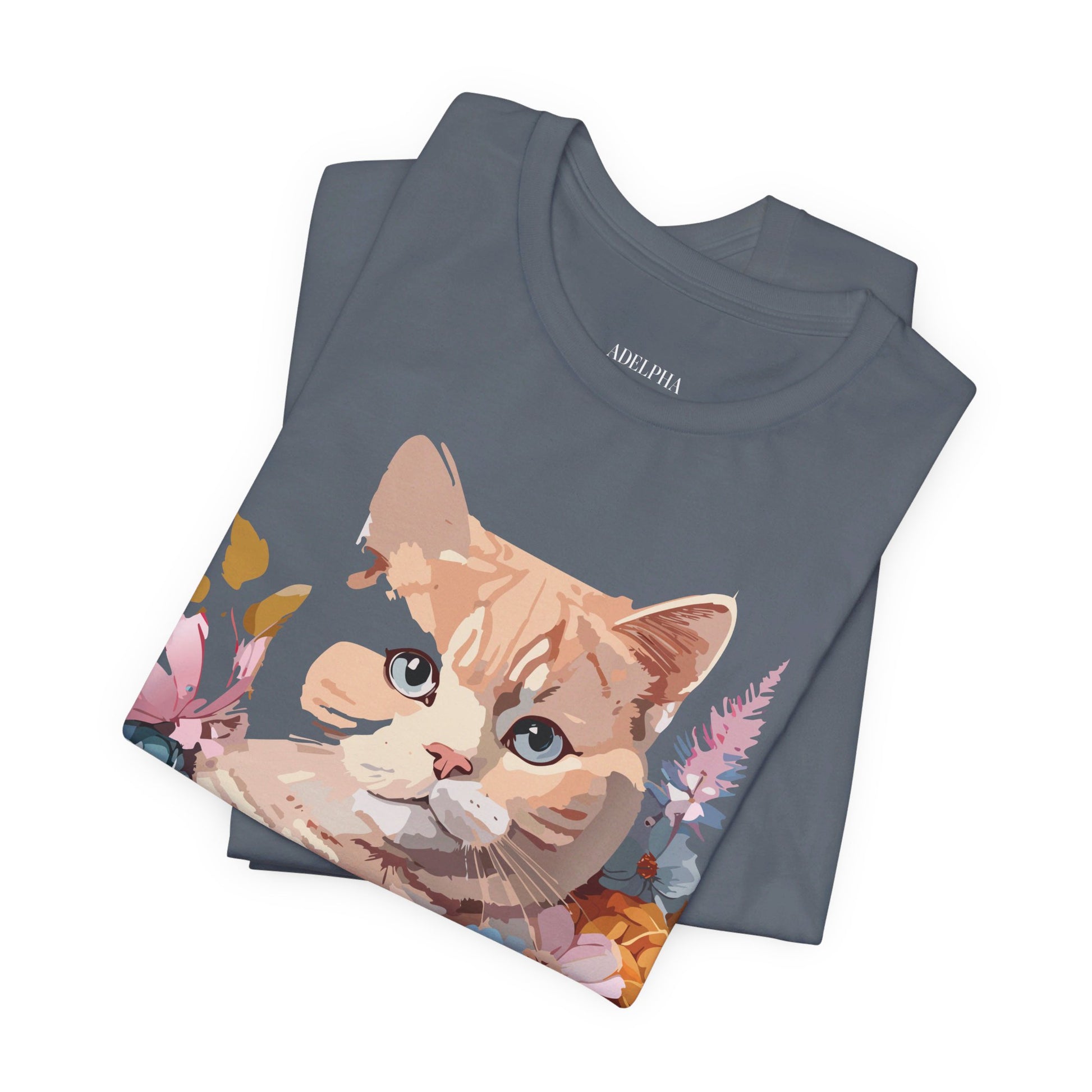 Natural Cotton Tee Shirt with Cat Printify