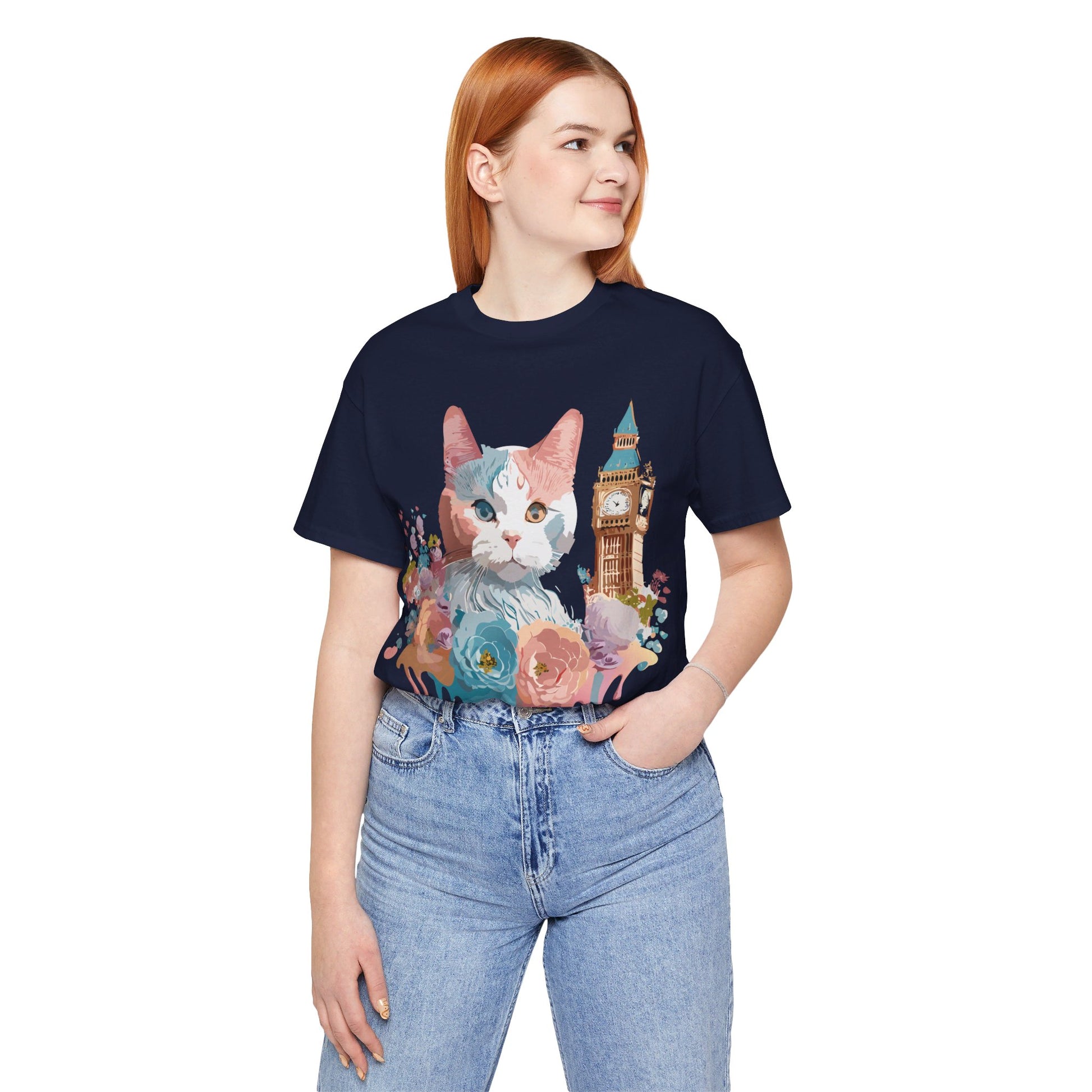 Natural Cotton Tee Shirt with Cat Printify