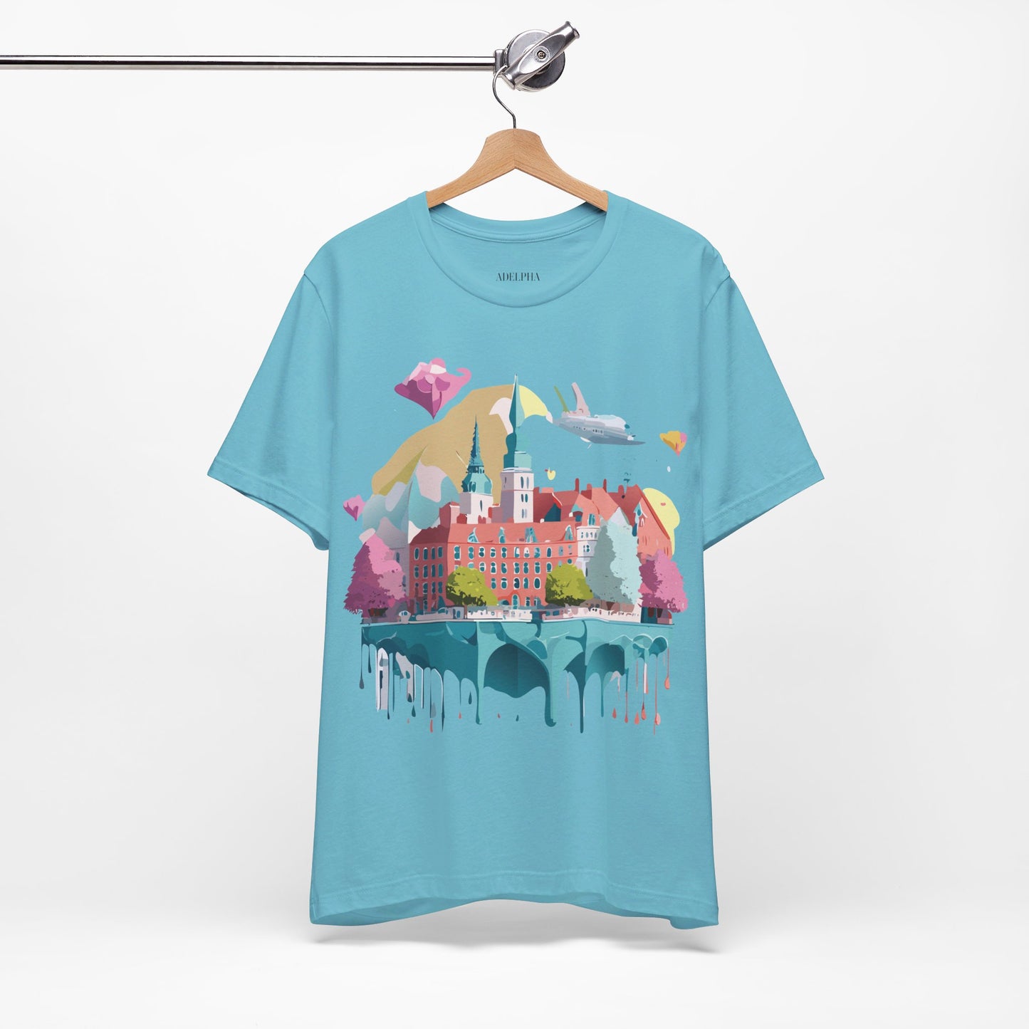 Natural Cotton Tee Shirt - Beautiful Places Collection - Warnemünde and Rostock - Germany Printify