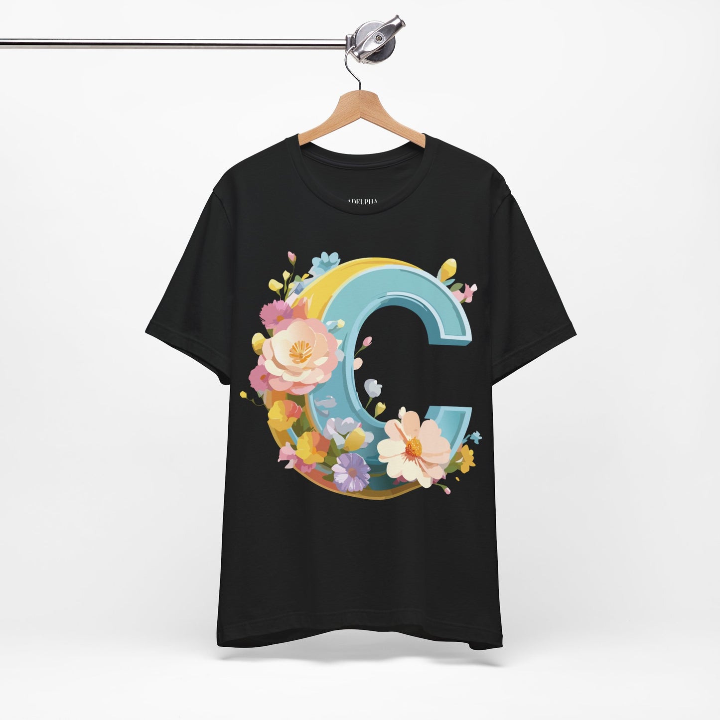 Natural Cotton Tee Shirt - Letters Collection - C Printify