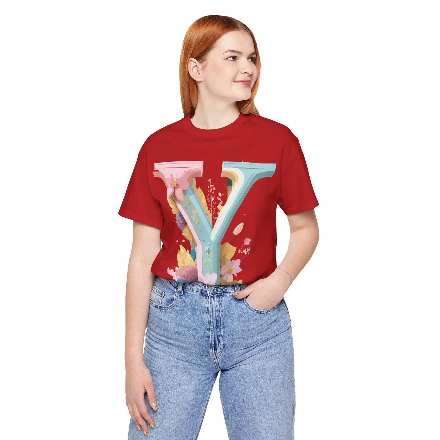 Natural Cotton Tee Shirt - Letters Collection - Y Printify