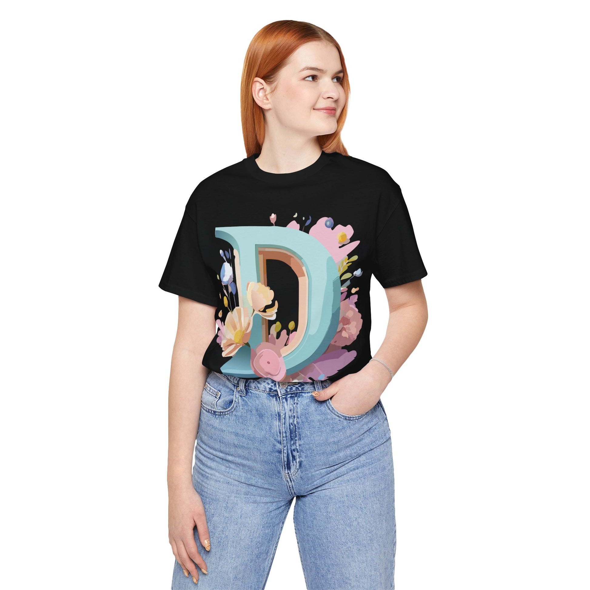 Natural Cotton Tee Shirt - Letters Collection - D Printify