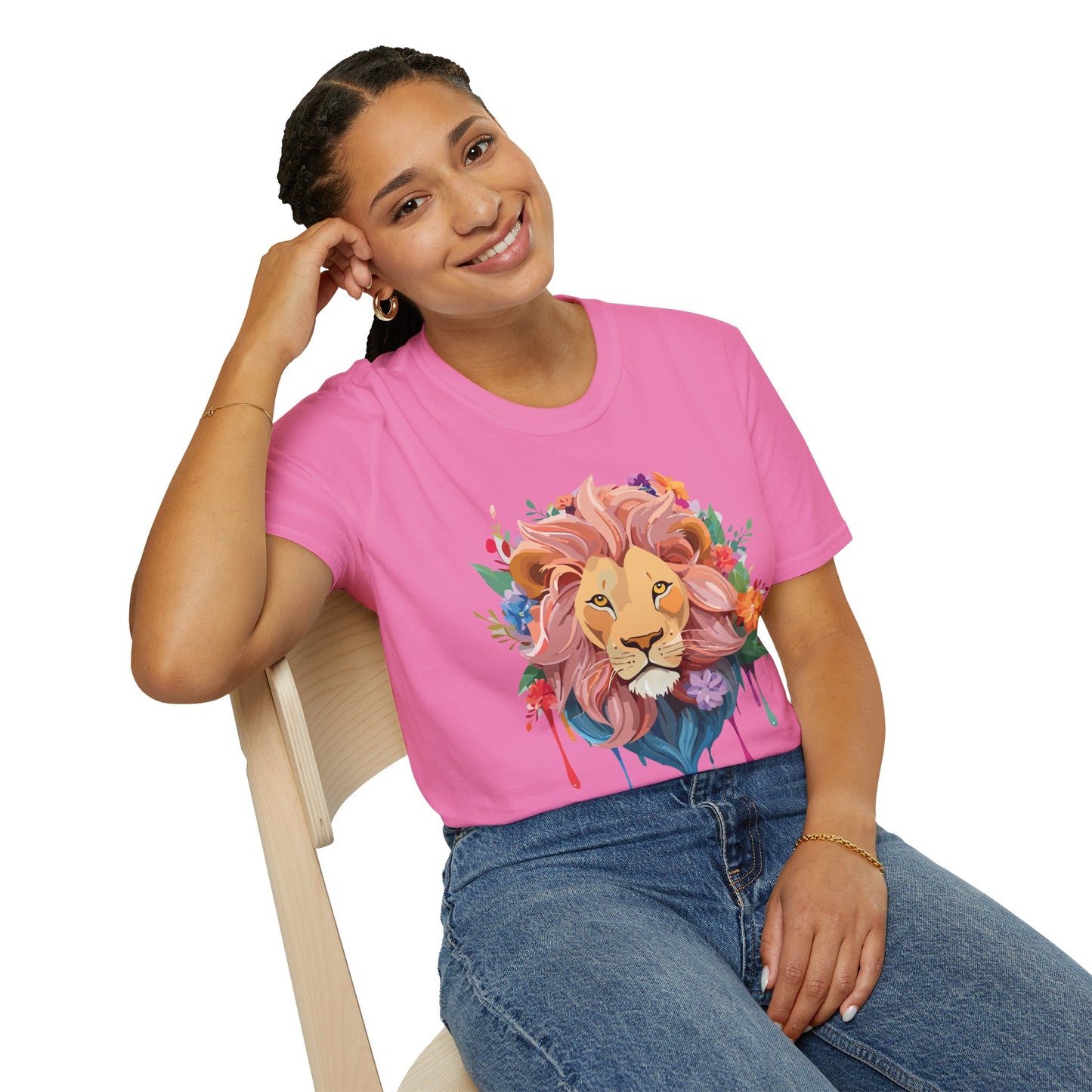 Lion Shirt, Shirt with Lion, Floral Lion Tee, Shirt with Animals