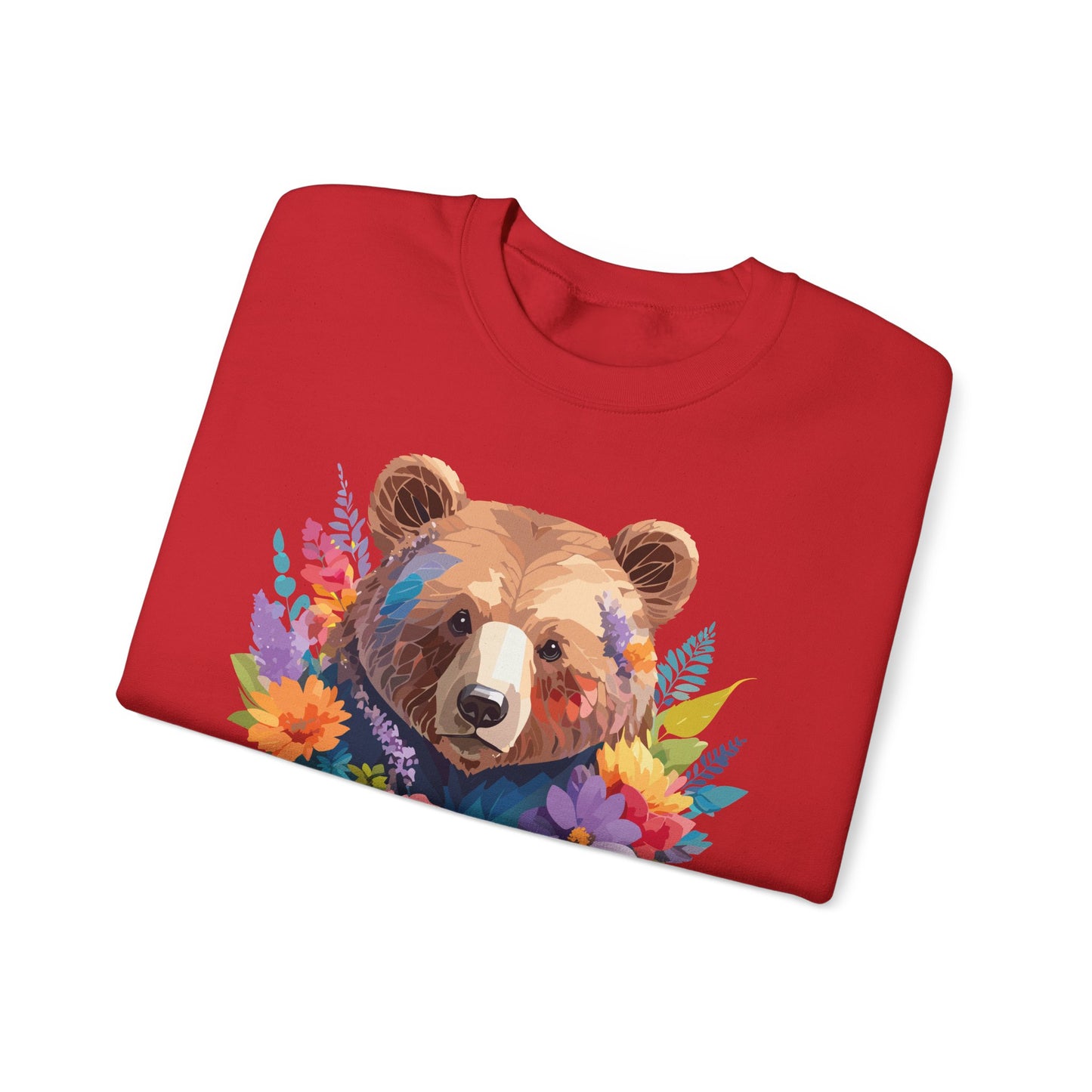 Unisex Floral Bear Sweatshirt, Animals Sweatshirt, Floral Sweatshirt, Art Design Sweatshirt