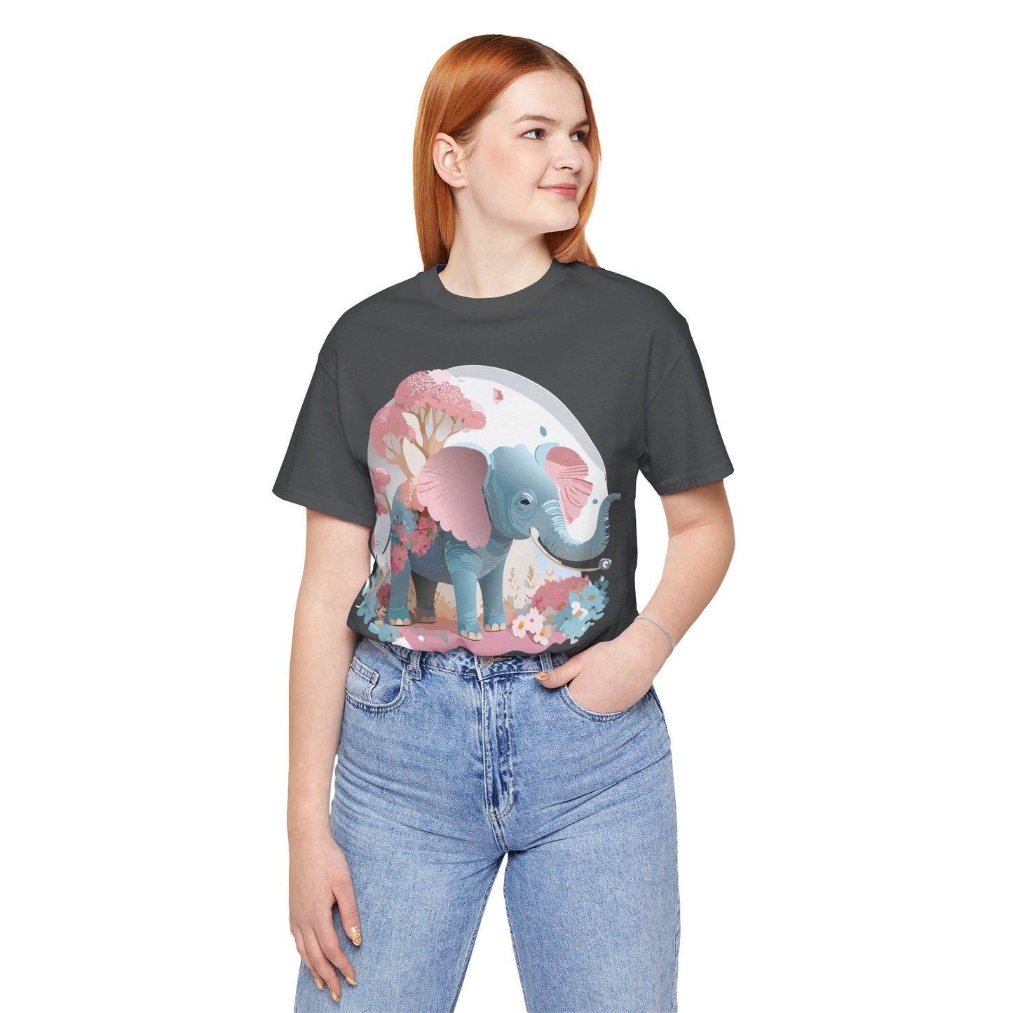 Natural Cotton Tee Shirt with Elephant Printify