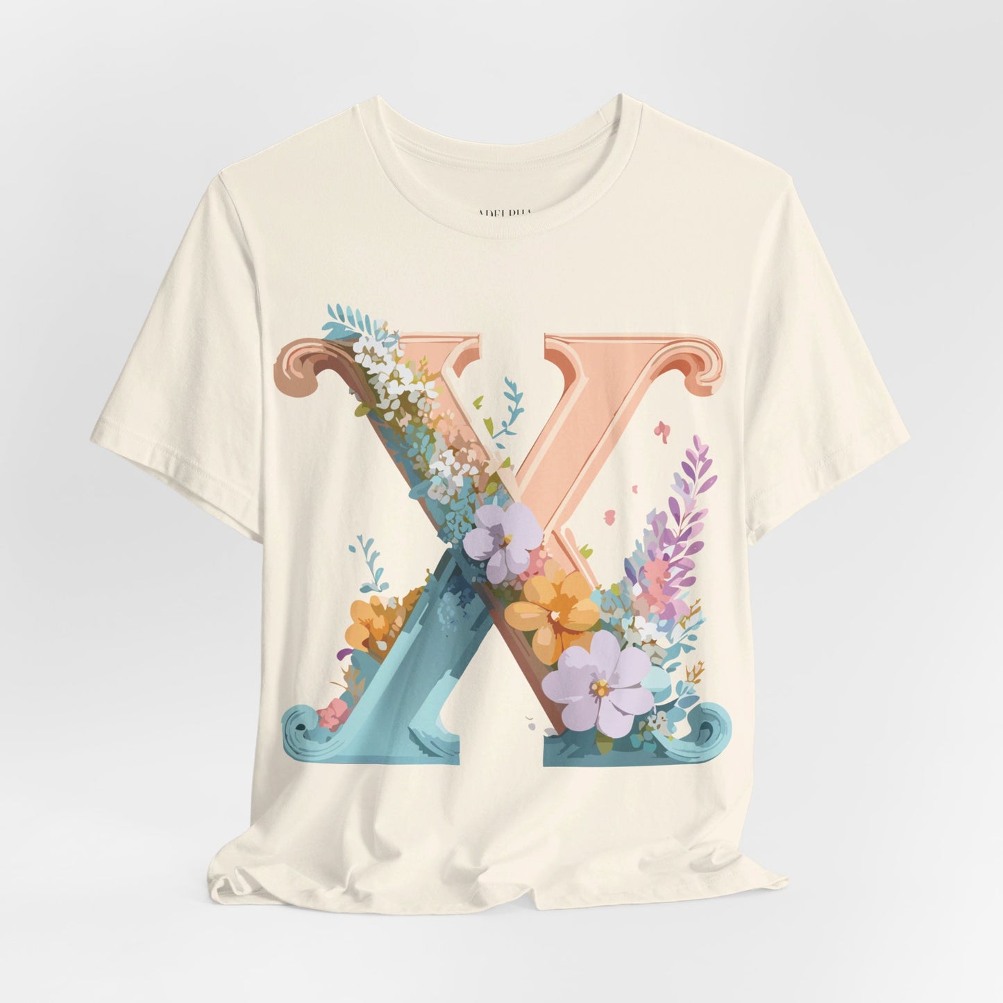 Natural Cotton Tee Shirt - Letters Collection - X Printify